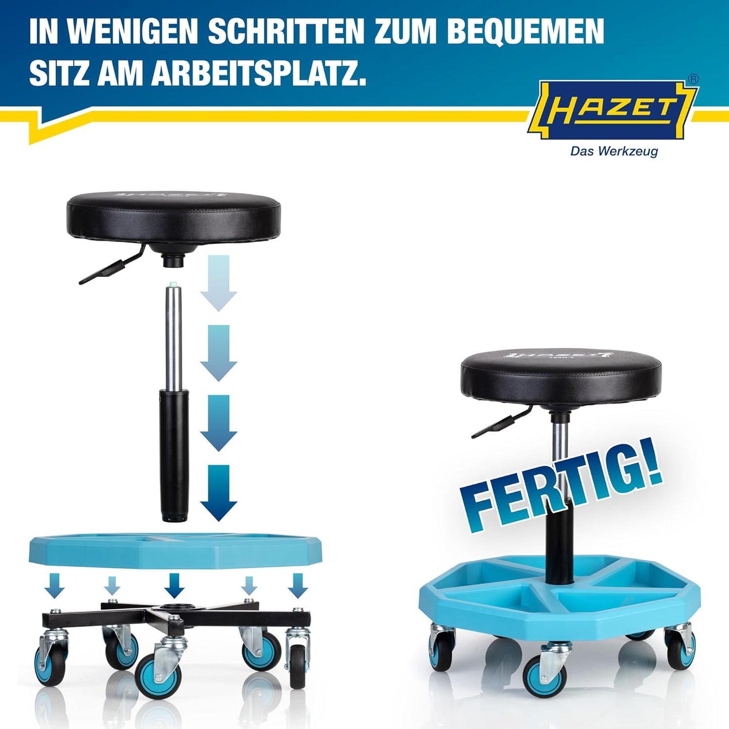Höhenverstellbarer Arbeitssitz 195N-4 mit 5 Rollen, Neue Version