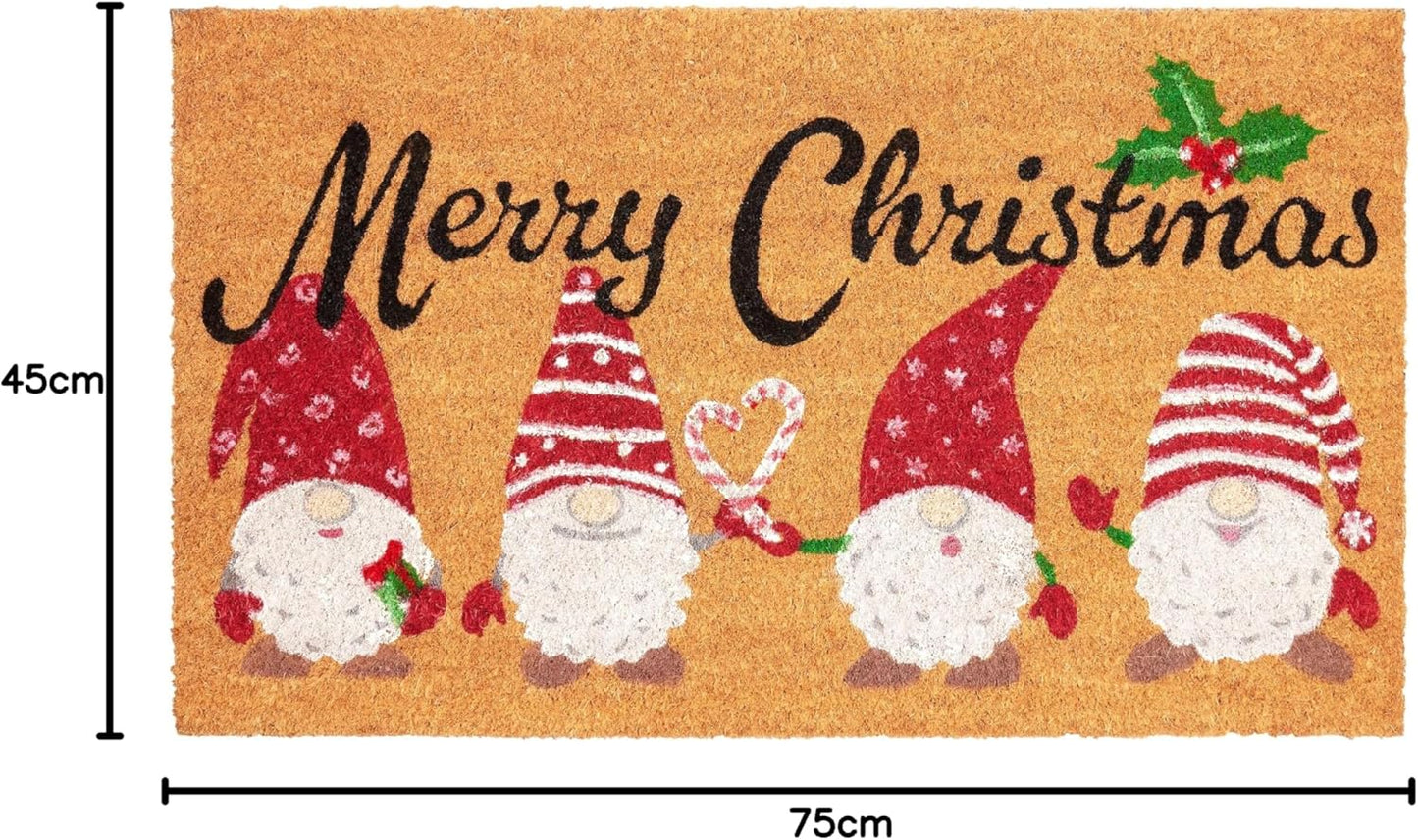 Weihnachtsfussmatte mit Zwergenmotiv, Merry Christmas - Weihnachtszwerge