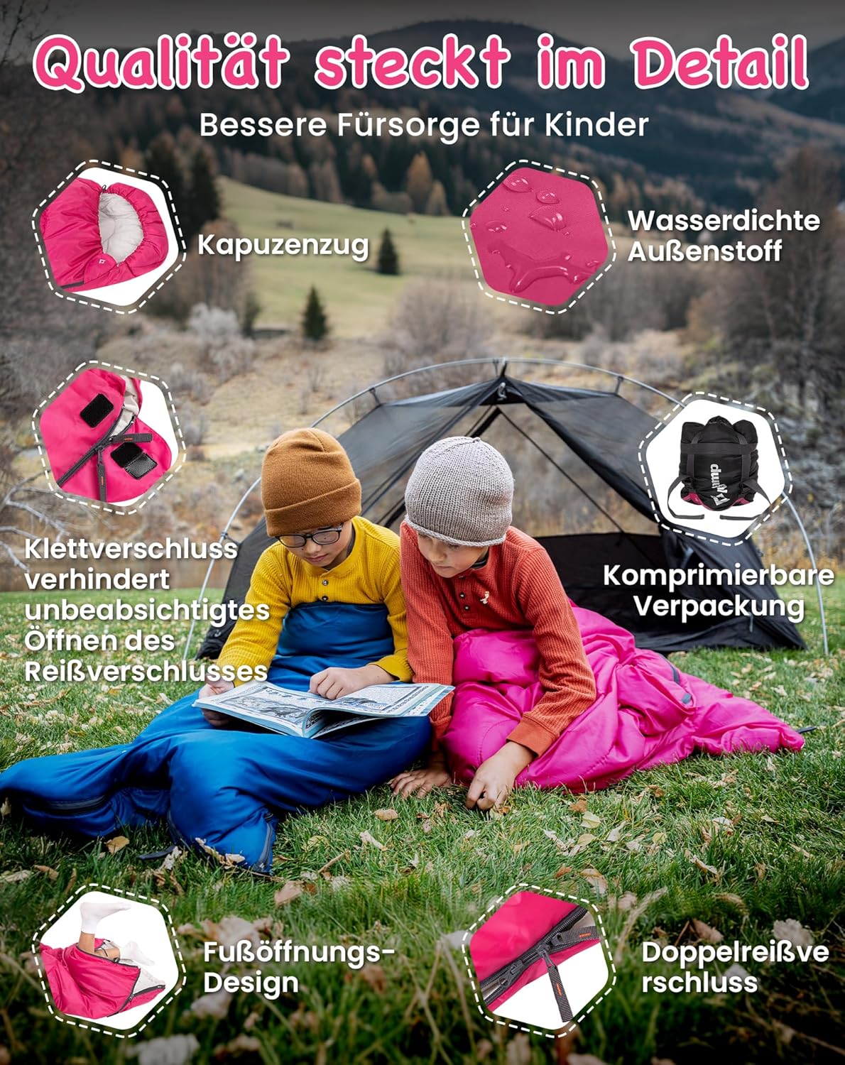 Kinderschlafsack, Rosa baumwolle