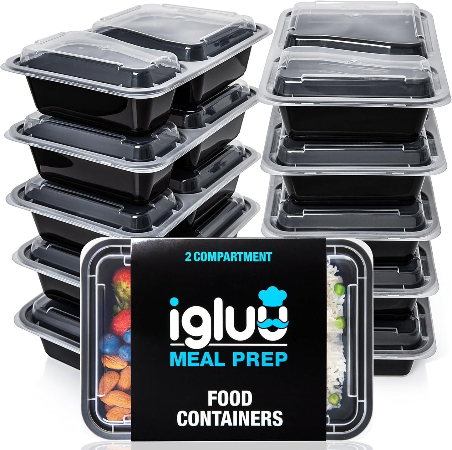 2-Fach Meal Prep Container, 20 Pack