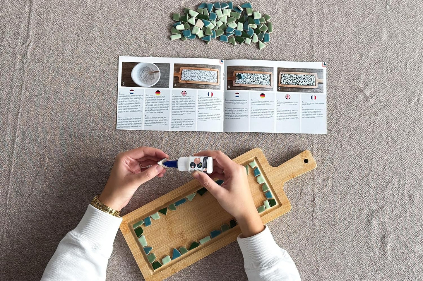 DIY Mosaik Servierbrett, Pastell