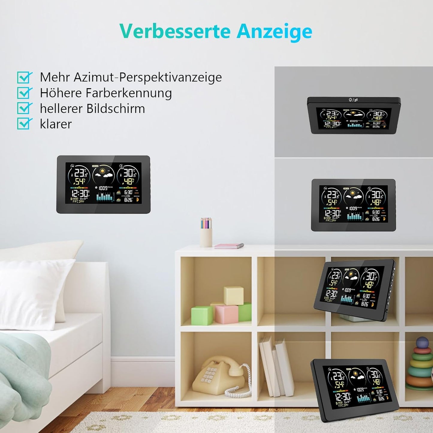 Funk-Wetterstation mit Aussensensor und Farbdisplay