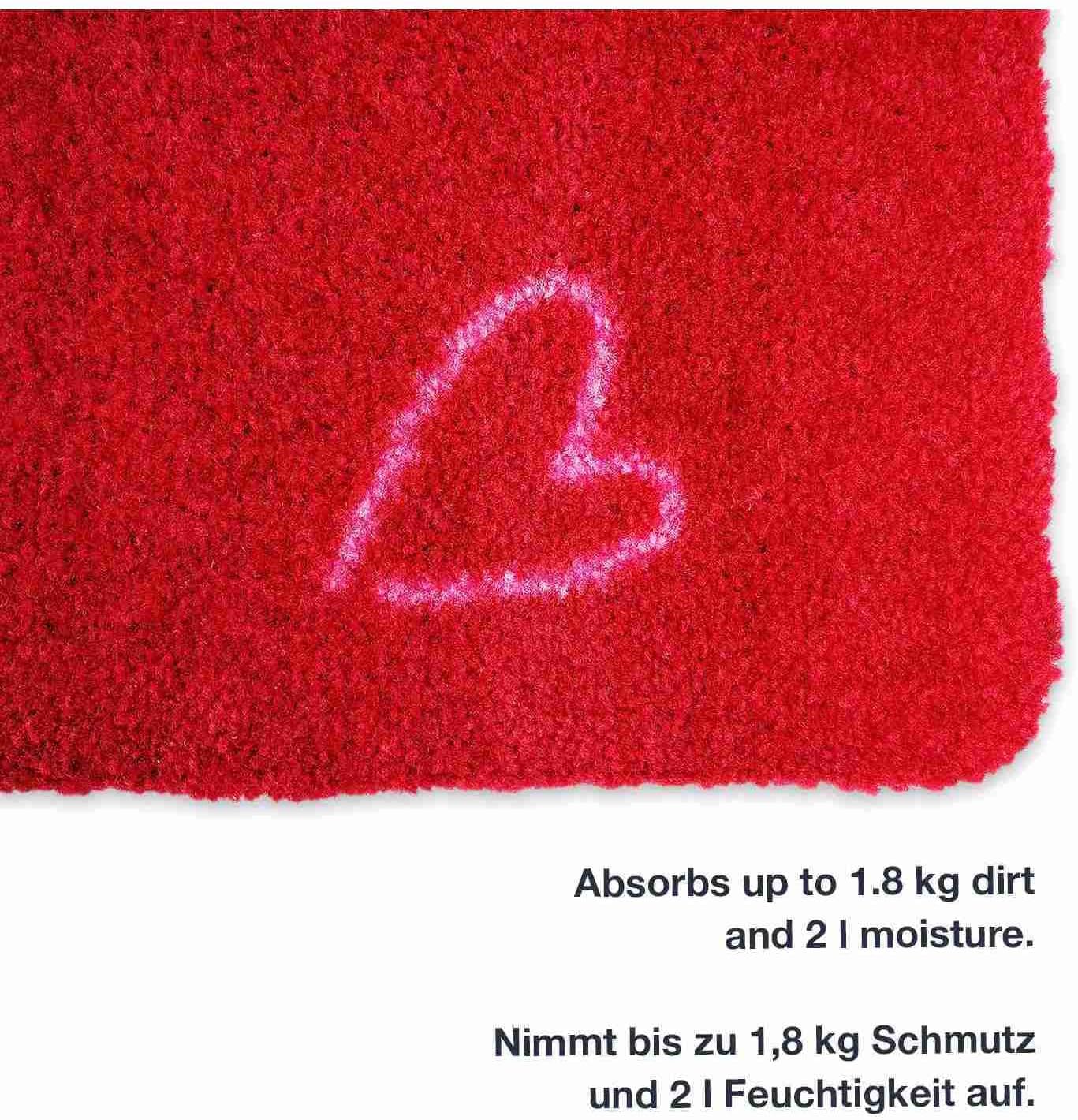 Waschbare Fussmatte 50x70 cm für Innen/Aussen, Welcome Rot