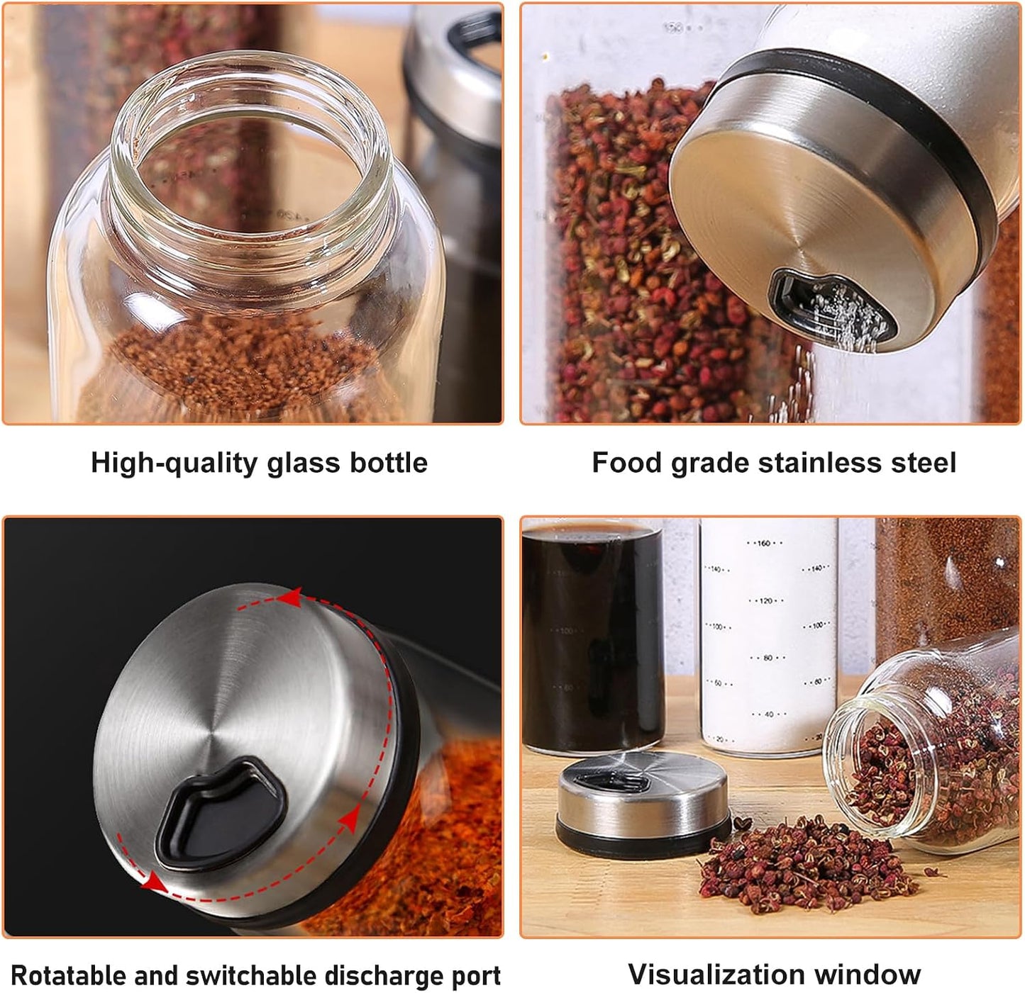 6er-Set Gewürzgläser mit Drehdeckel, 200ml