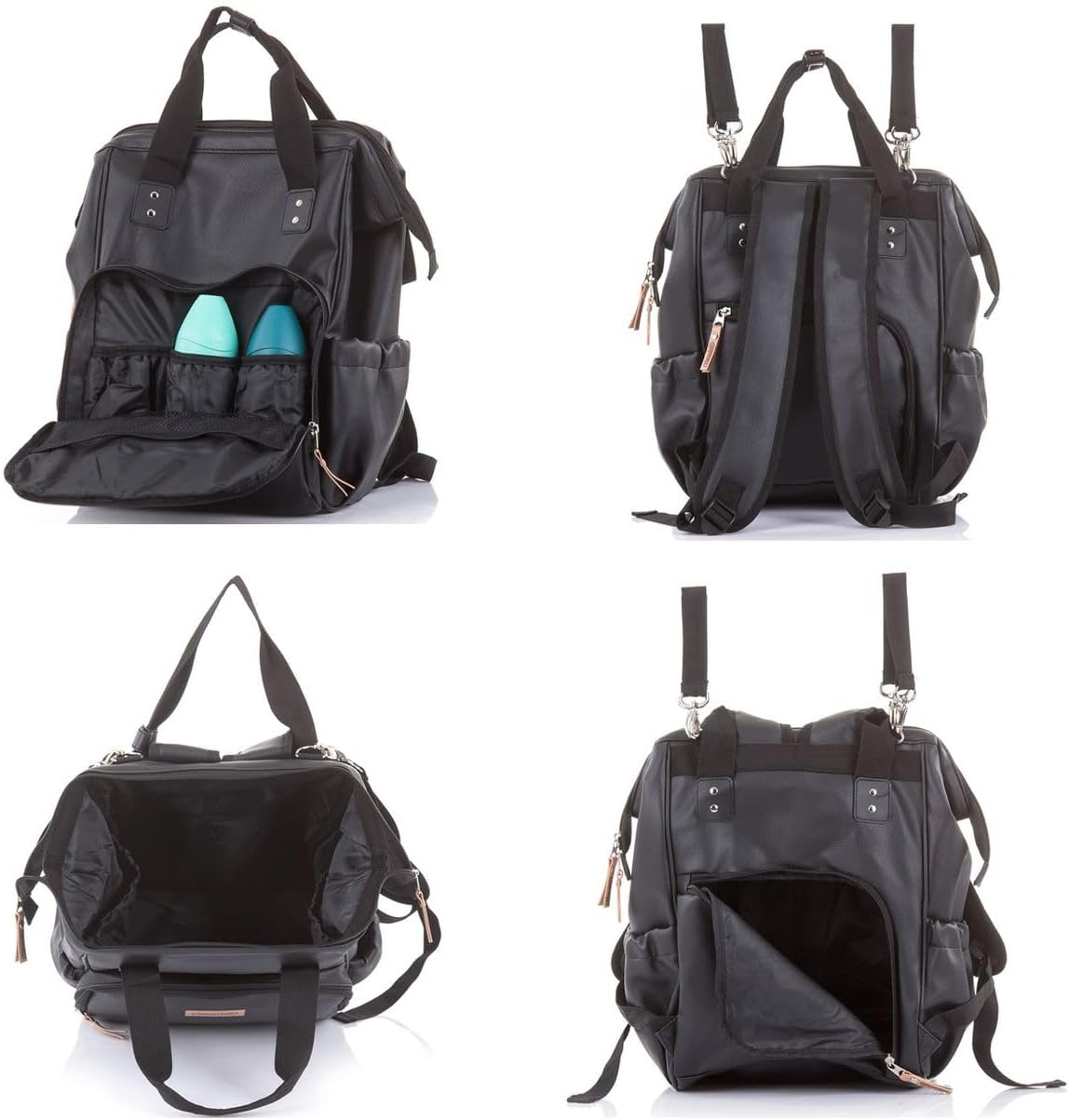 Wickelrucksack mit Wickelunterlage und Kinderwagenbefestigung, Grau