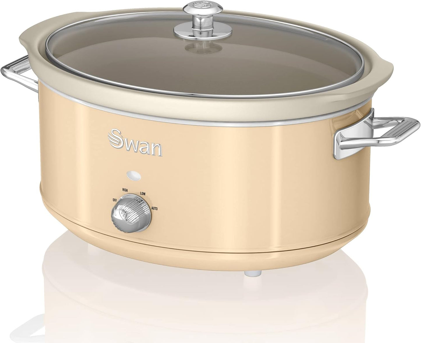 Retro Slow Cooker 6,5L mit Keramik-Behälter, Creme