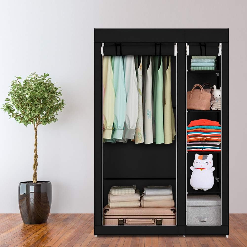 Stoff-Kleiderschrank, 110 x 45 x 175 cm Schwarz