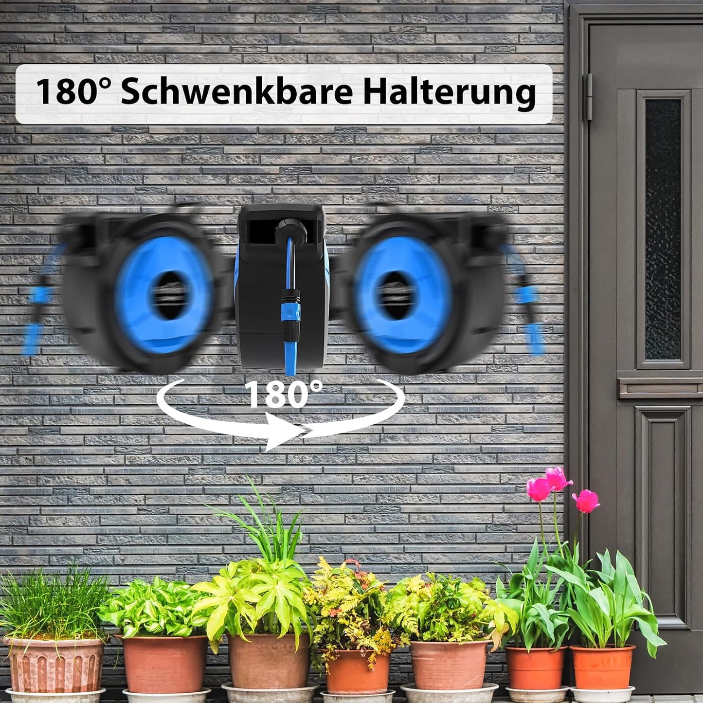Ausziehbare Wand-Schlauchtrommel 30 m mit Arretierung