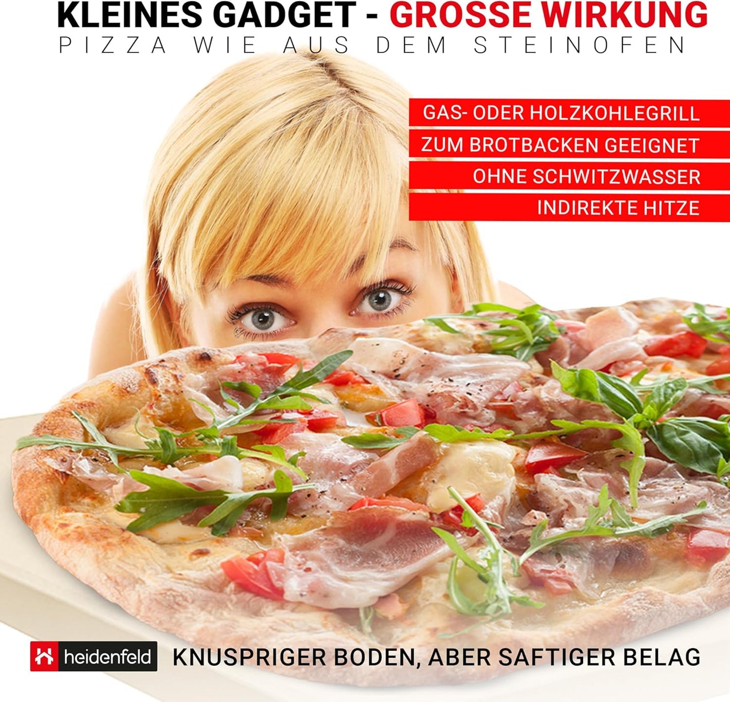 XXL Pizzastein für Backofen & Grill, 46.5 X 35.5 X 1.5 Cm