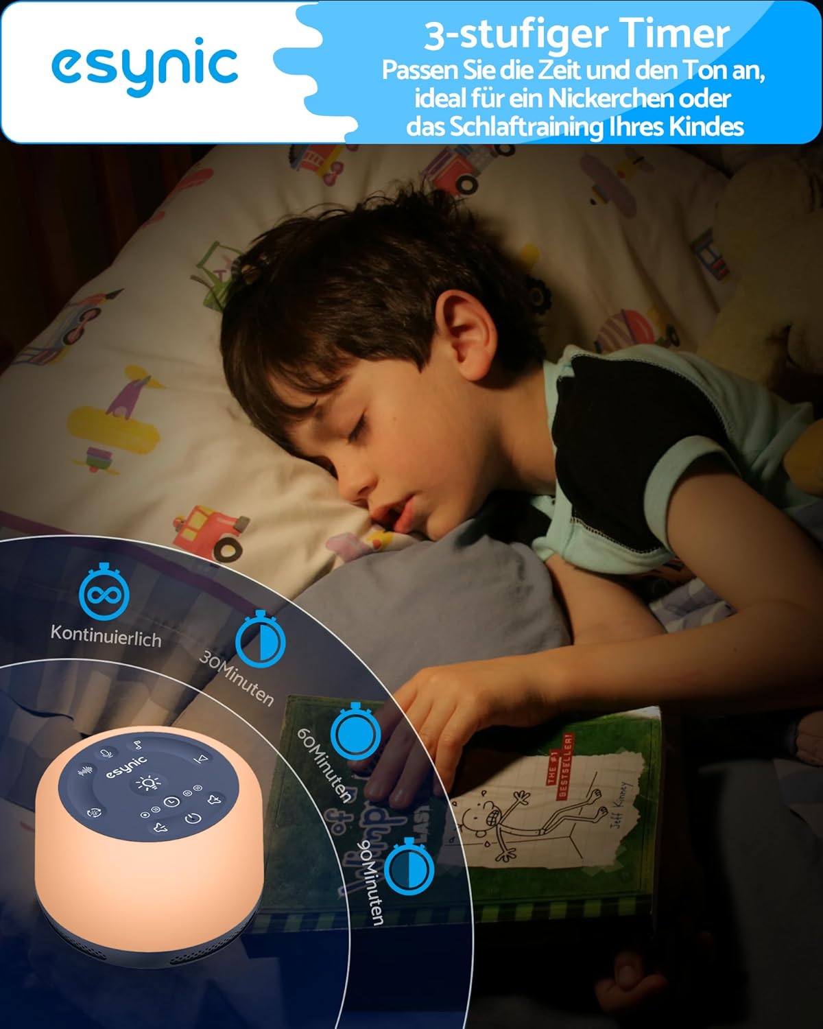 Einschlafhilfe mit LED-Nachtlicht, Weiß
