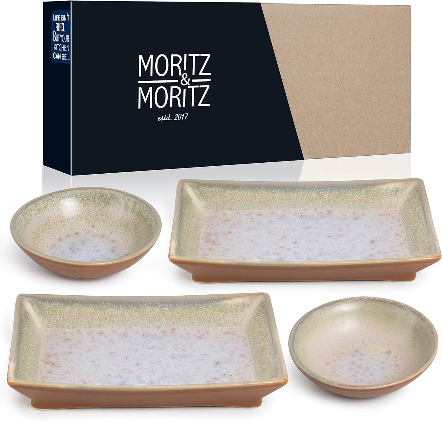 4-tlg. Sushi Geschirr Set, Beige-lila