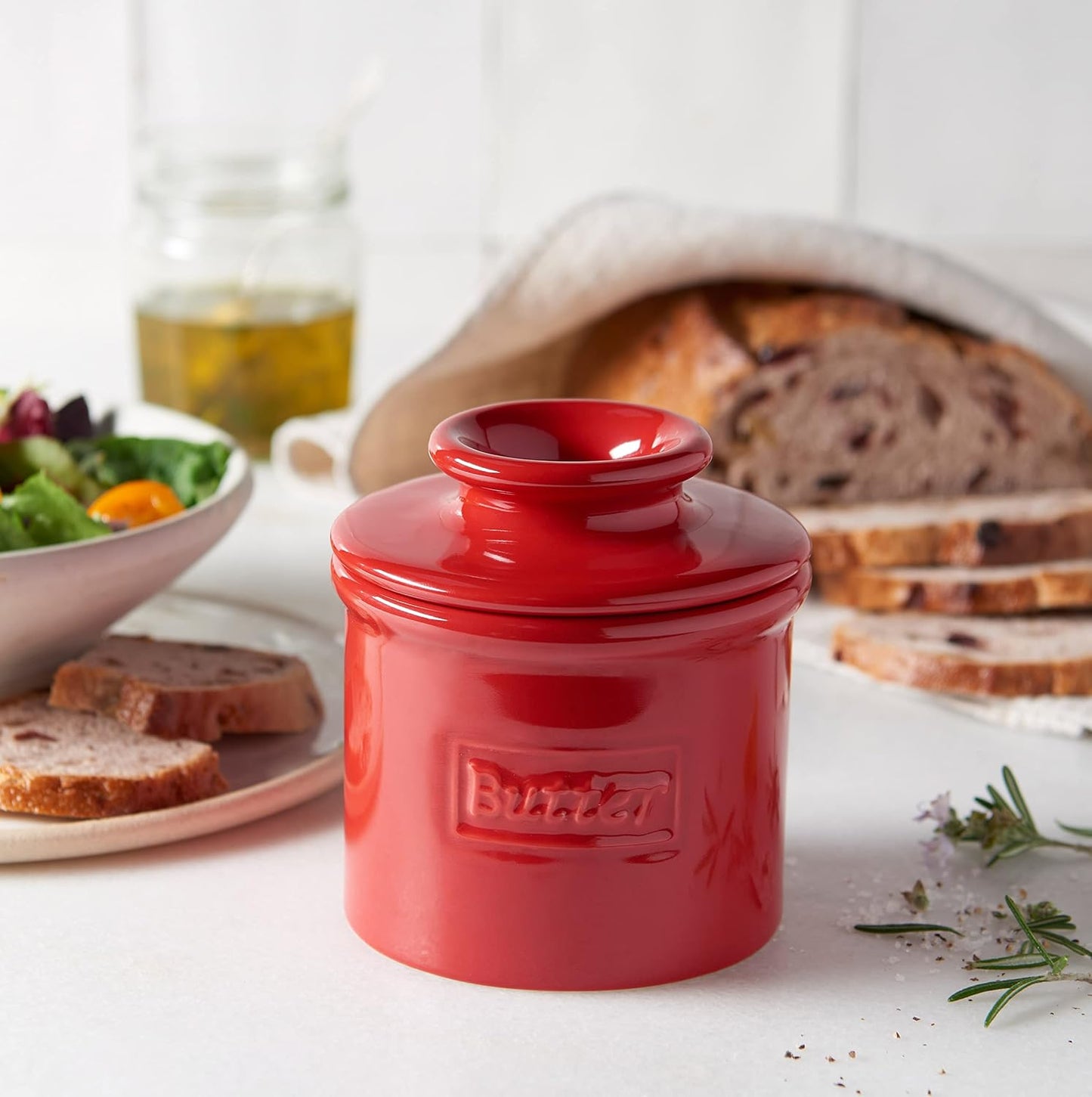 Französische Butterdose mit Deckel, Red