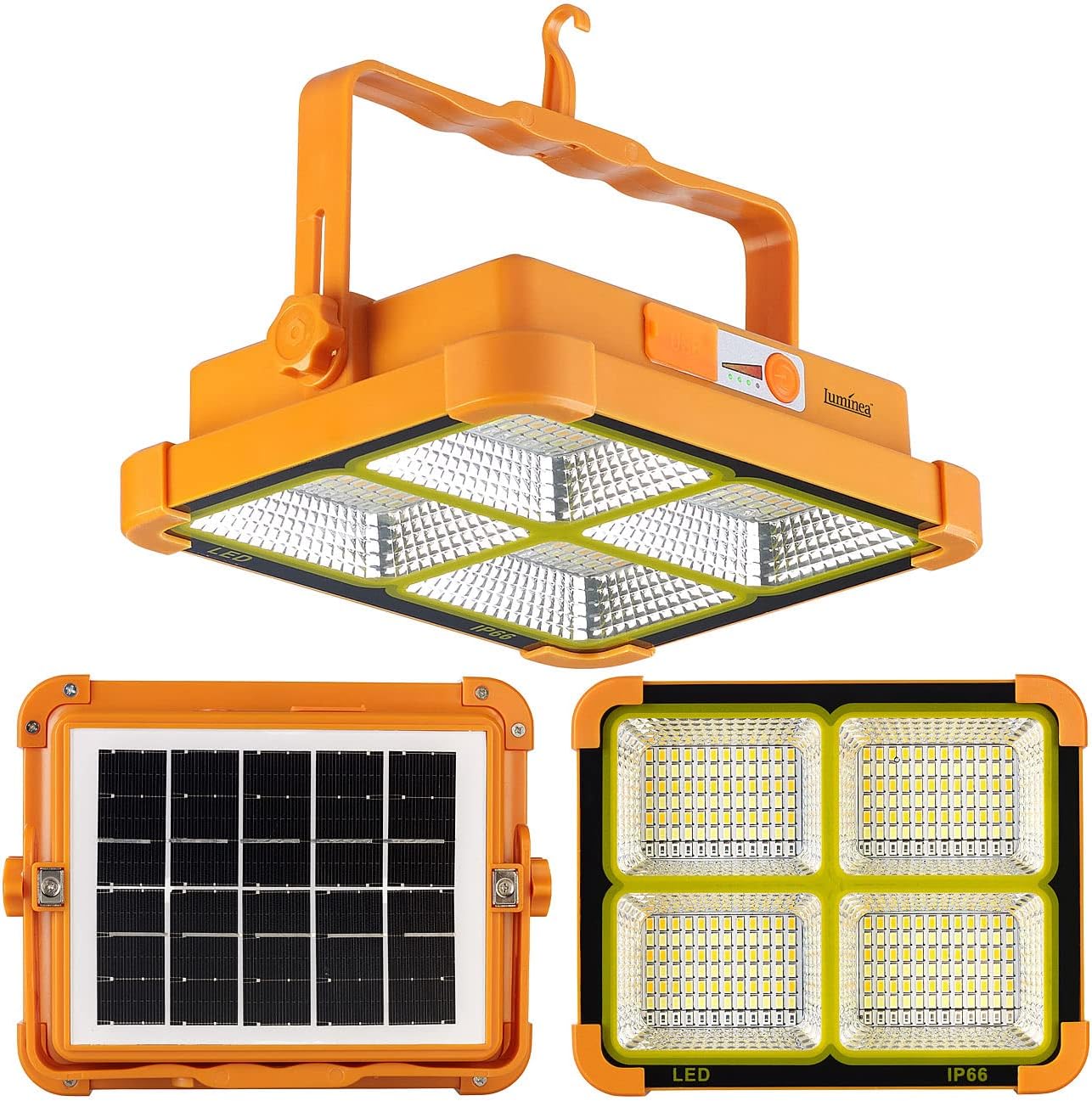 LED-Baustrahler mit Akku & Solar, Orange, 1er