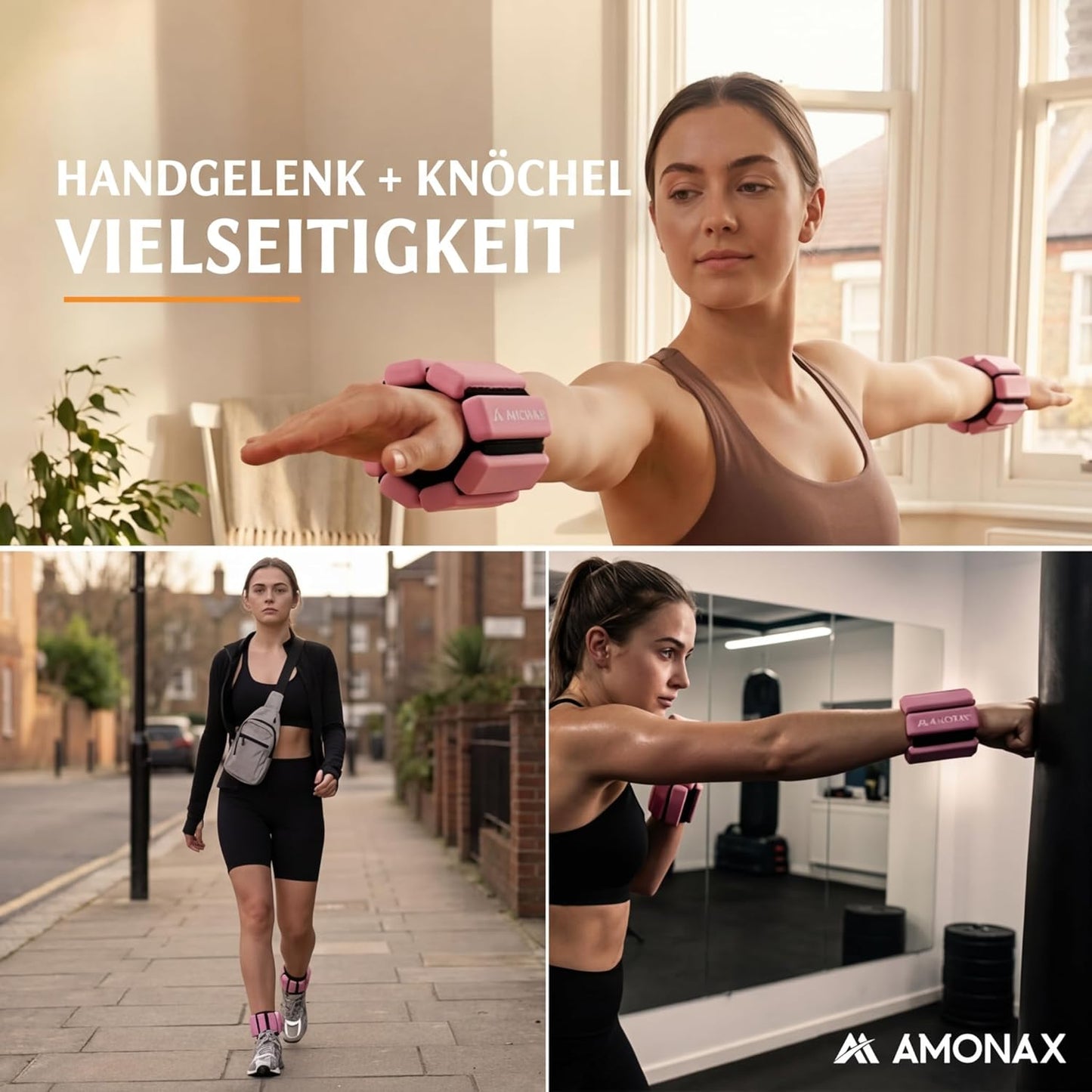 Gewichtsmanschetten-Set, 2x0,5kg, Rosa - 1kg x 2