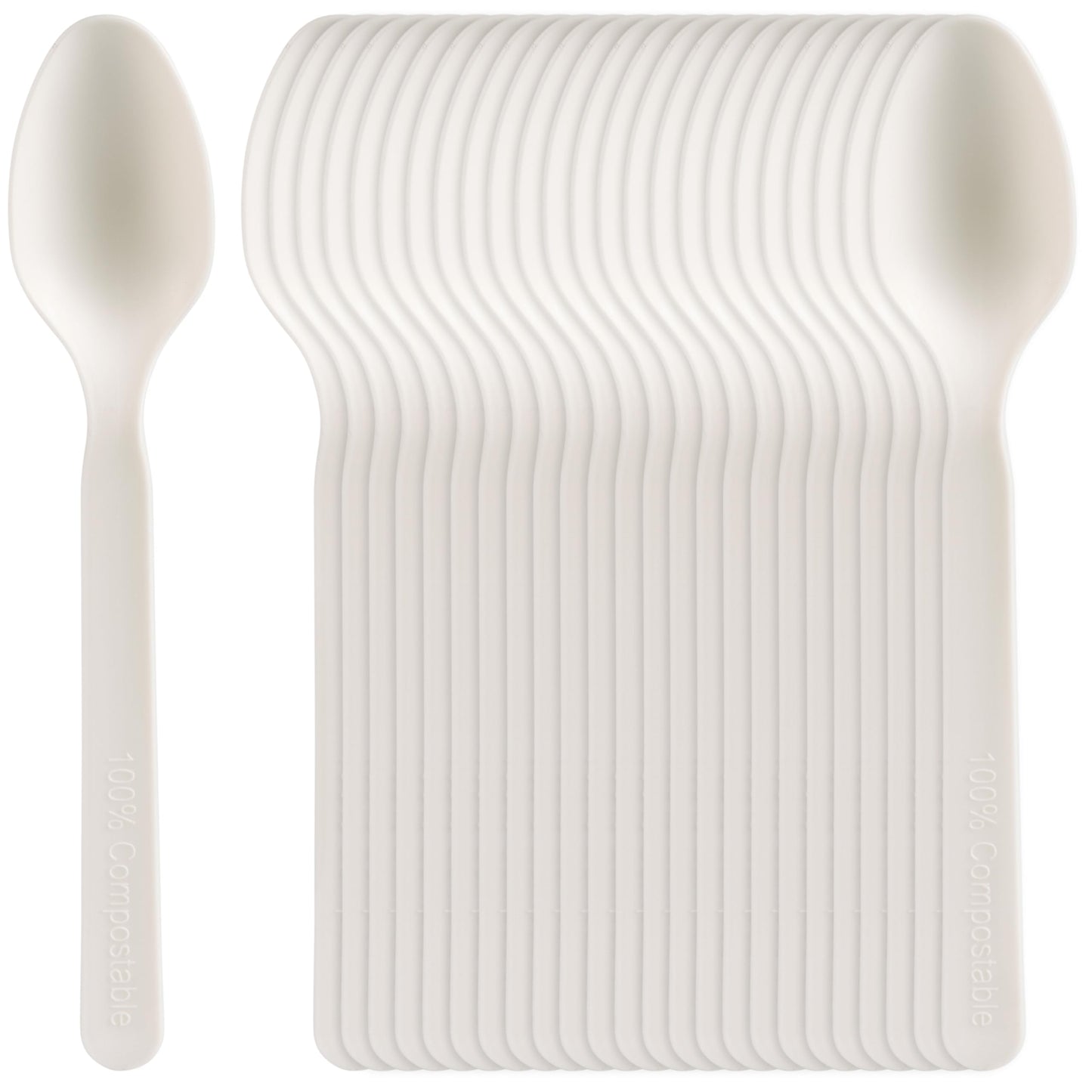 Biologisch abbaubares Löffel-Set, Löffel - Weiss 16cm / 6" 200er Pack