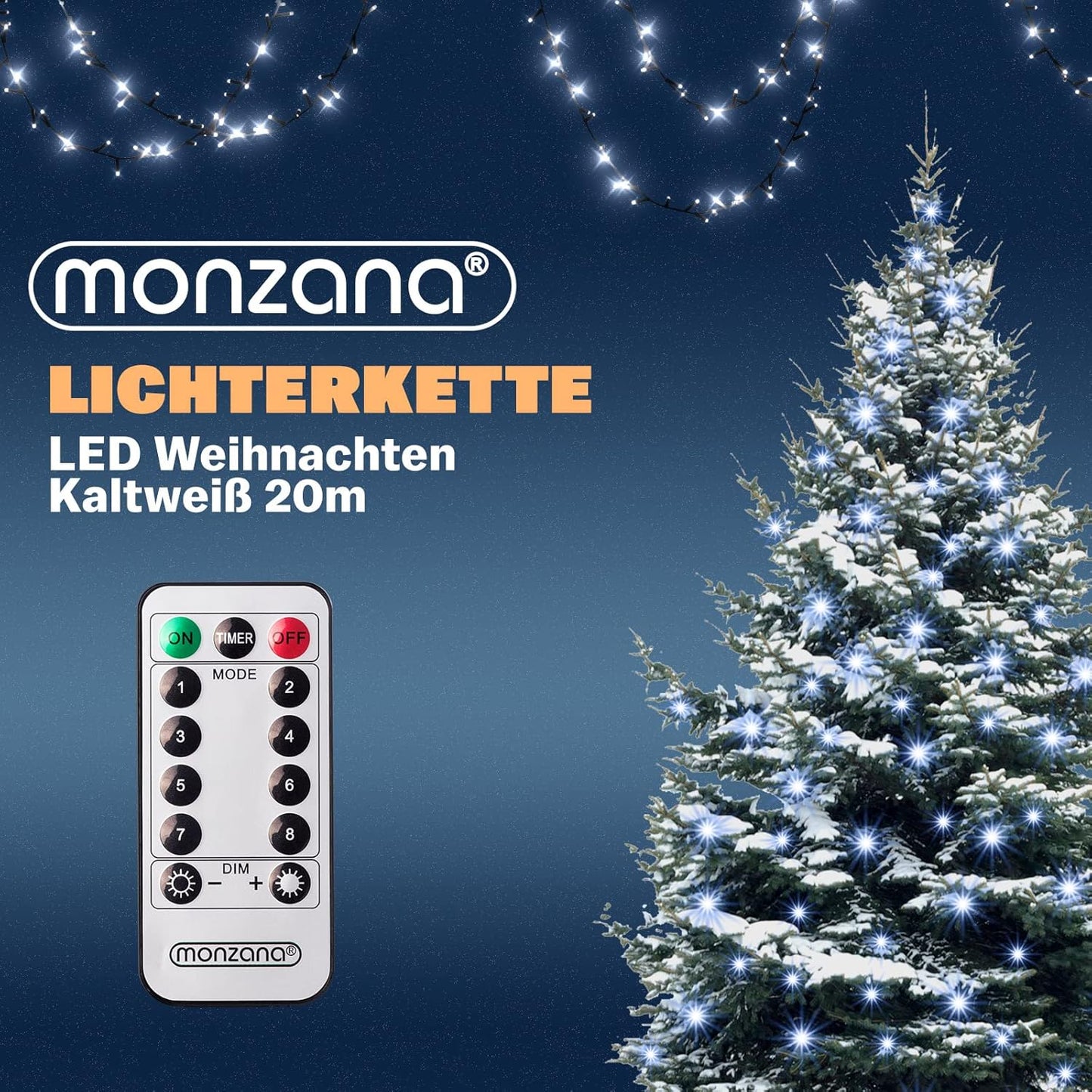 Fairy lights, Kaltweiss - Schwarzes Kabel 200 LED