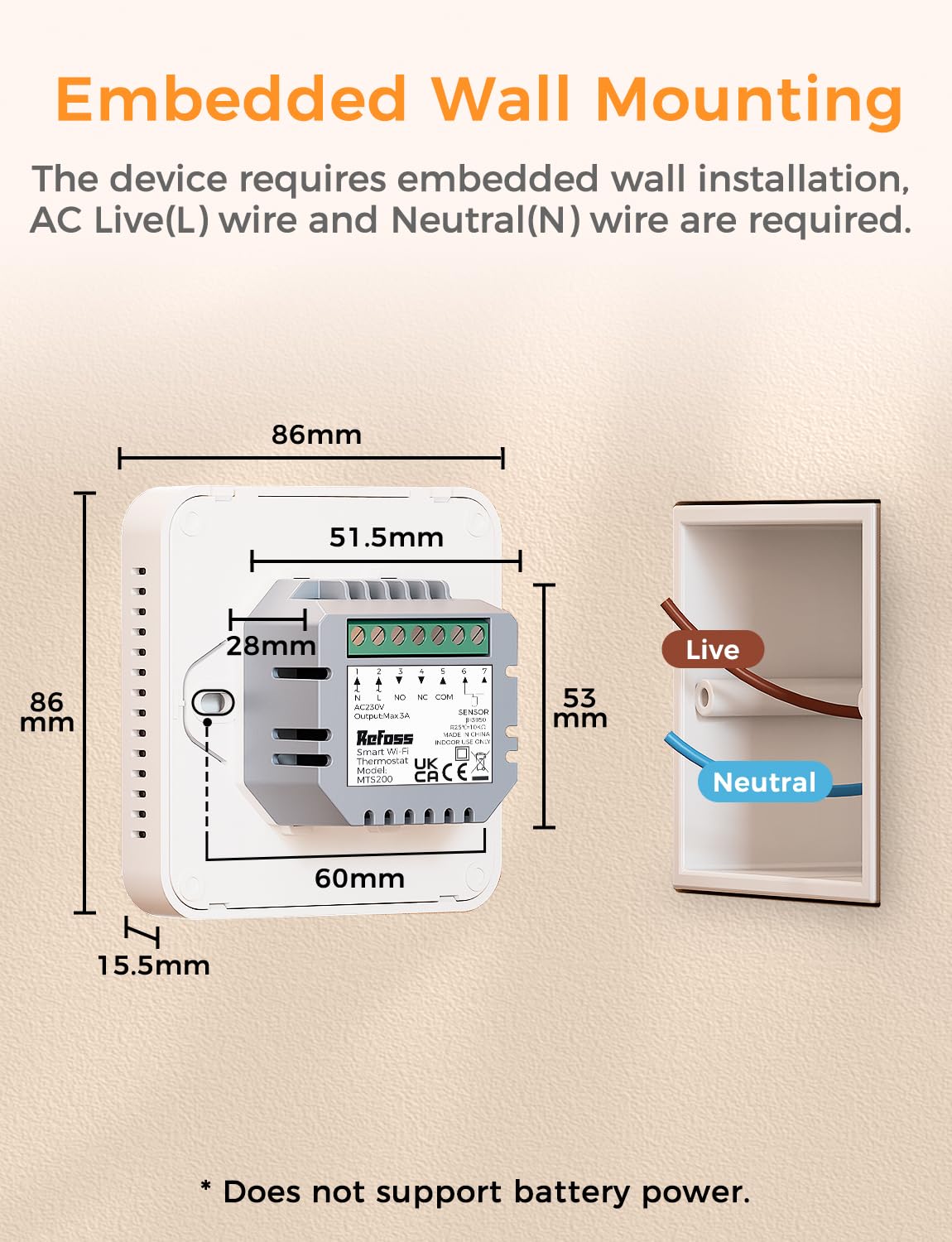 Heizungsthermostat, Boiler/Wasser Fussbodenheizung Wandthermostat 1 Stück