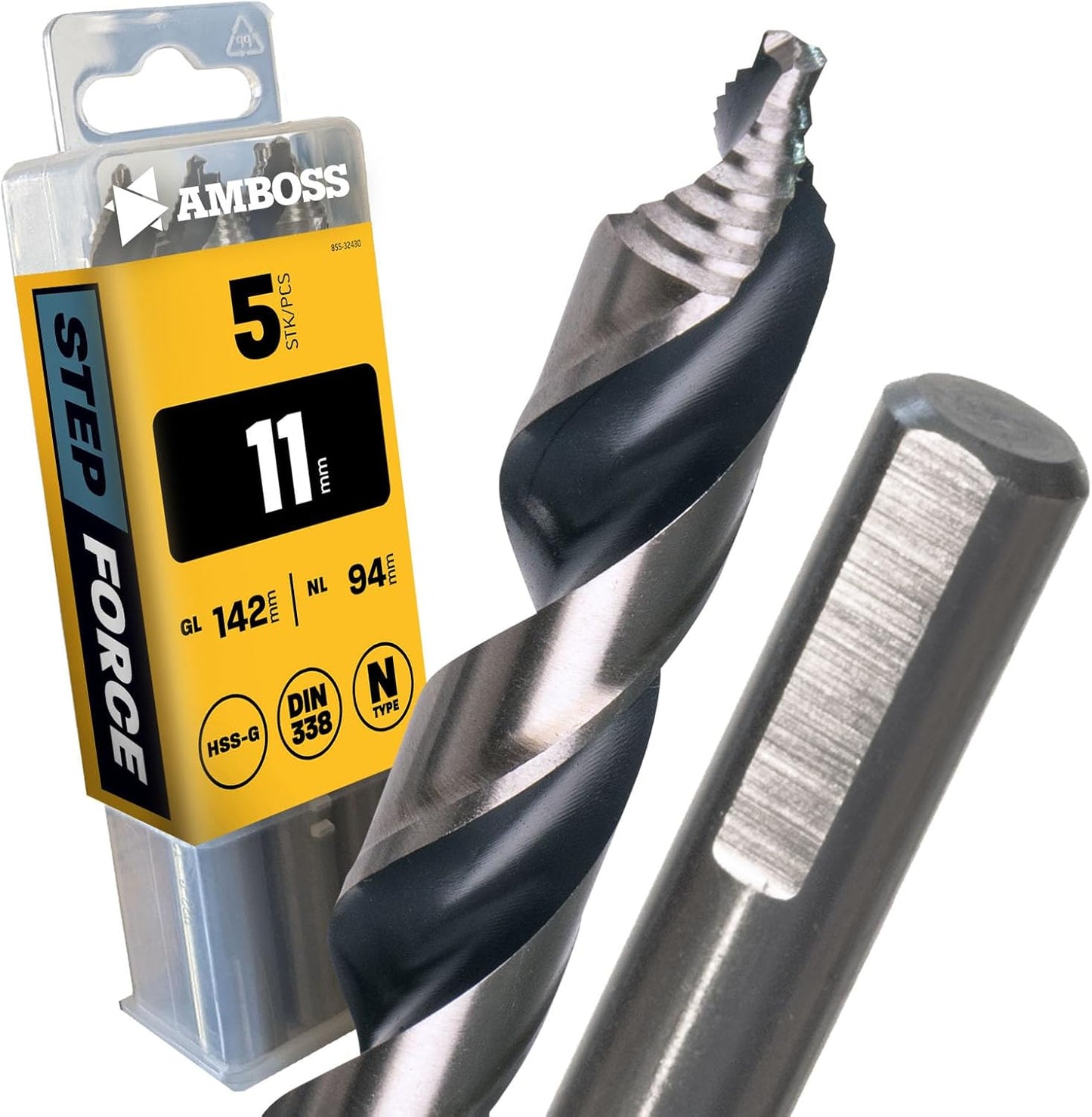 Step Force Spiralbohrer-Set, Metall HSS-G Ø 11mm HSS-G / STEP / DIN 338 / 5 Stk.