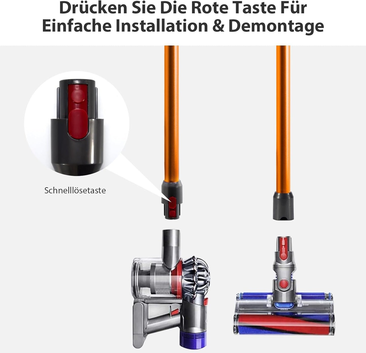 Verlängerungsrohr für Dyson V11/V7/V8/V10/V15 Staubsauger, Orange
