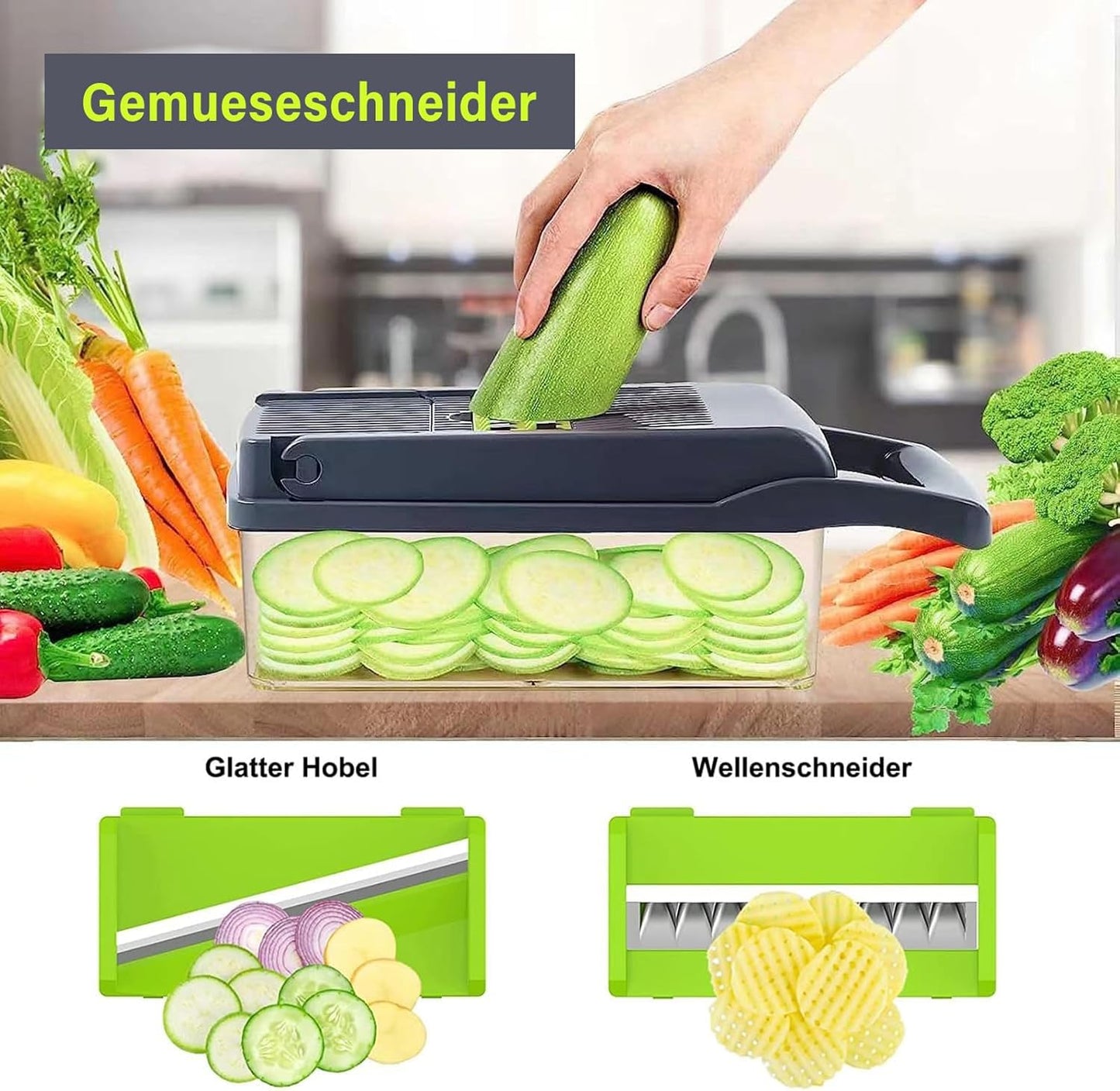 Gemüseschneider-Set, Grey-green