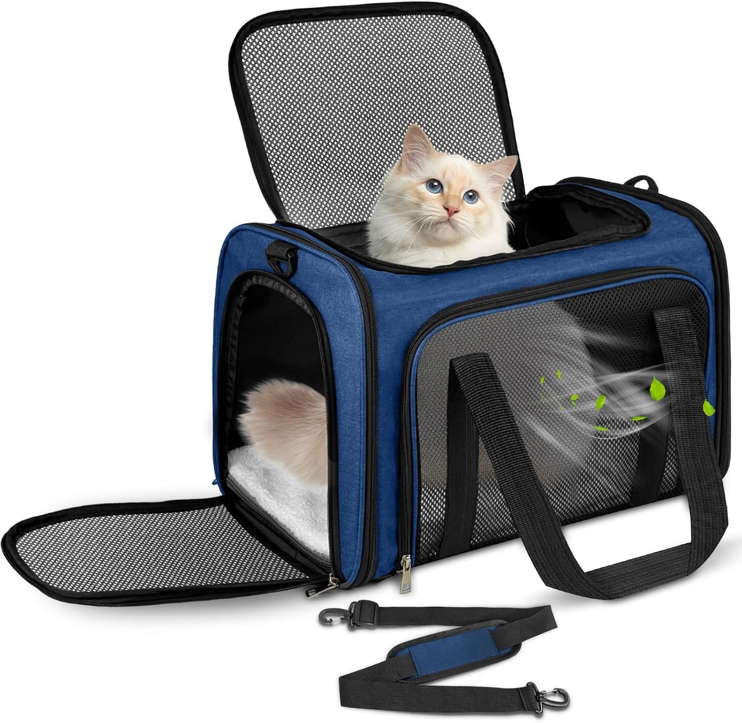 Transporttasche für Katze Hund bis zu 8kg, 50 x 34 x 34cm Dunkelblau