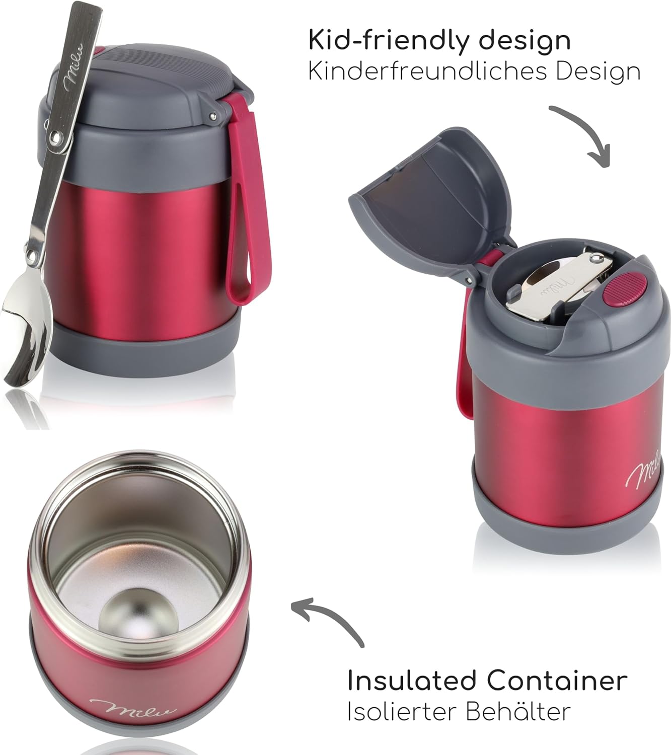 Thermobehälter mit Löffel, Berry 300 ml