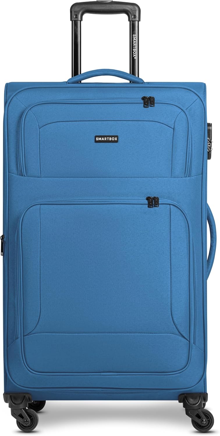 Grosser Weichgepäck-Trolley mit Zahlenschloss und Dehnfalte, Slate-blue Koffer L (78 cm) erweiterbar
