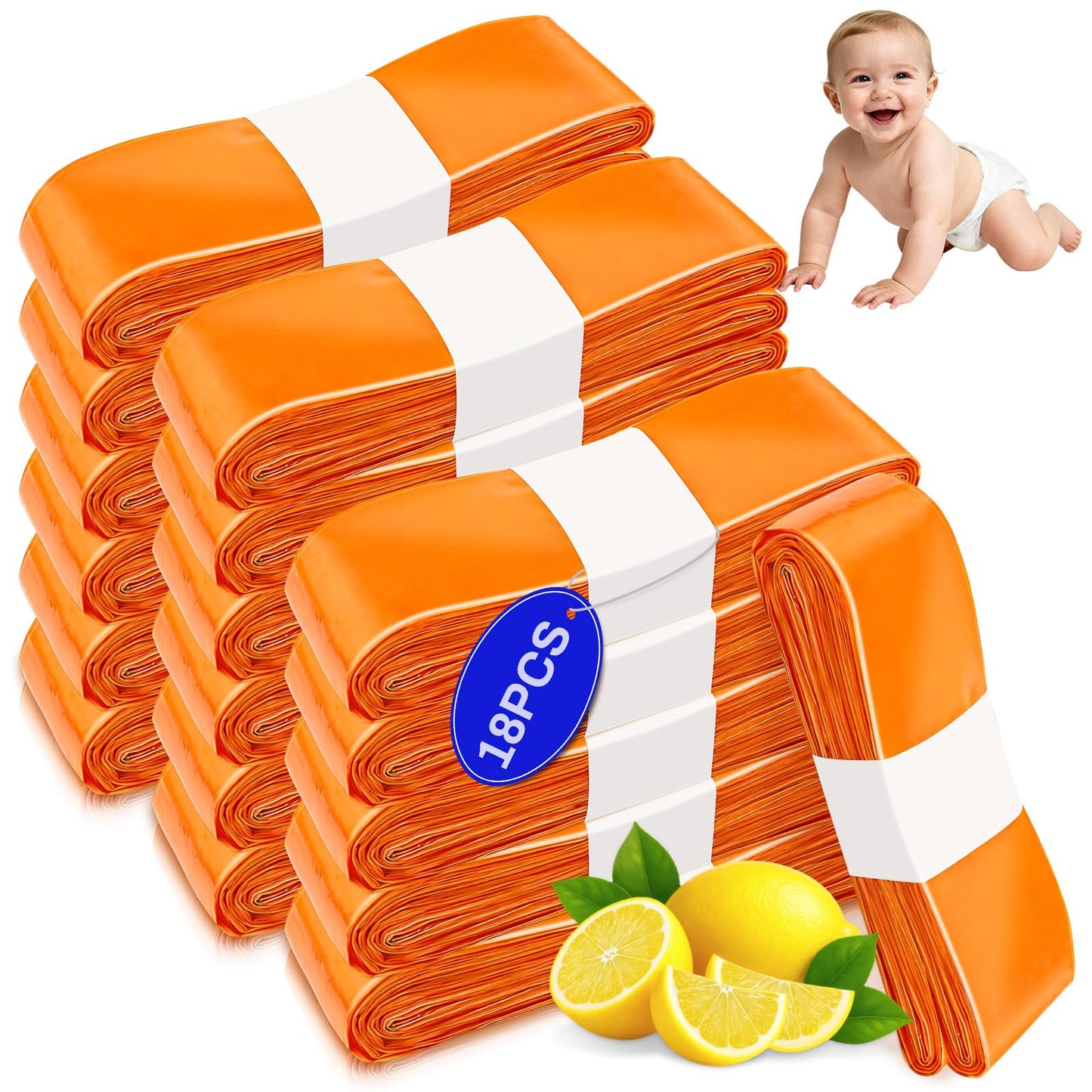 18er-Pack Nachfüllkassetten für Windeleimer, Orange-18 Stück