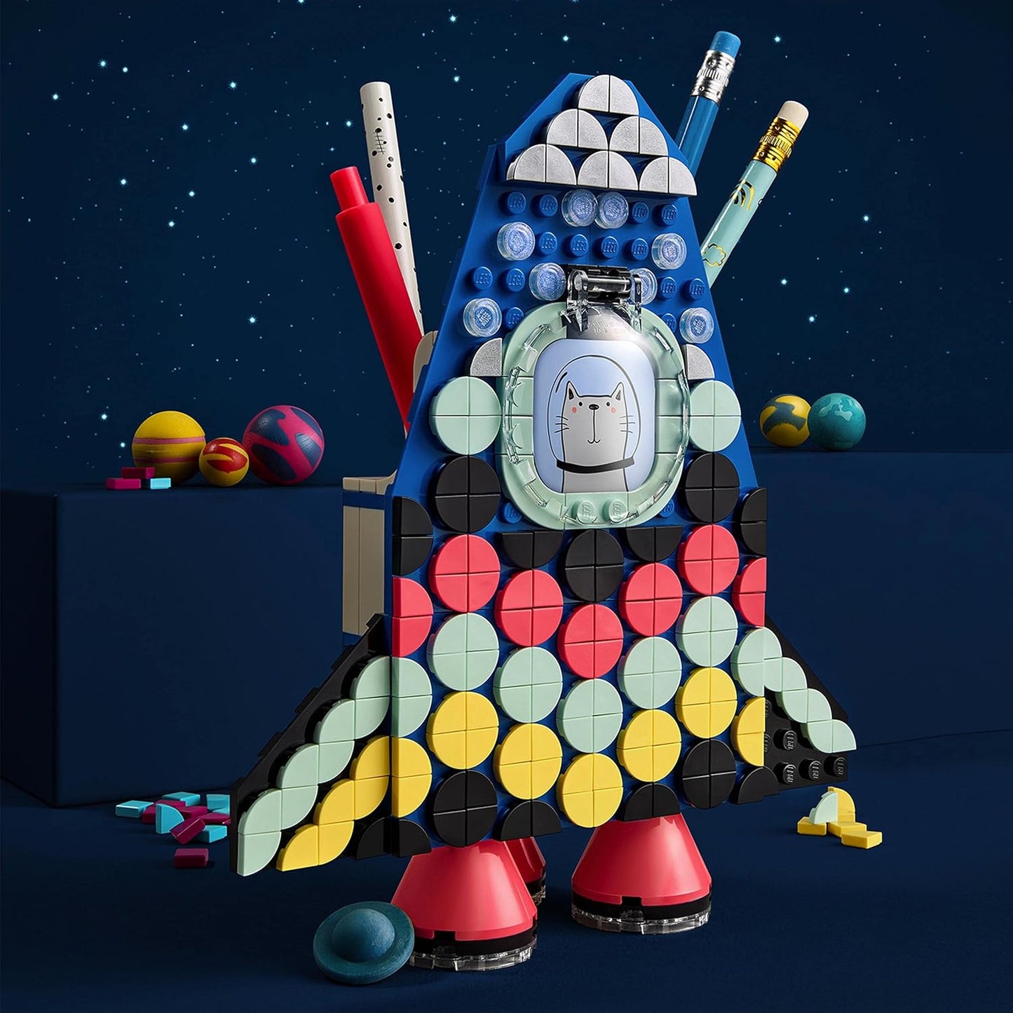 Raketen Stiftehalter Bastelset für Kinder, Normale Verpackung