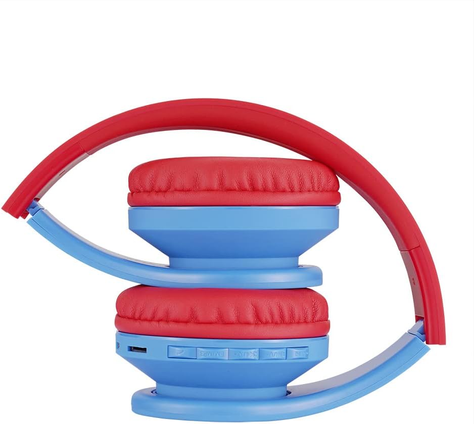 Bluetooth-Kinderkopfhörer mit Lautstärkebegrenzung, Blau/Rot