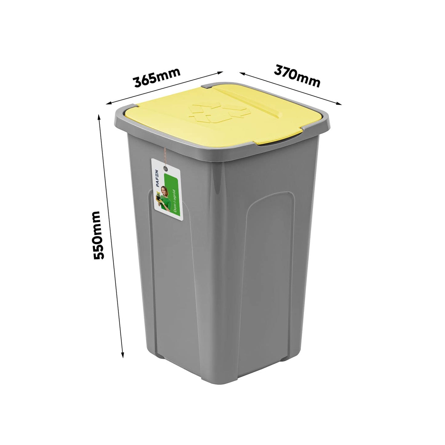 5-teiliges Mülleimer-Set mit farbigen Deckeln, 5 Grau – Gelb/Grün/Blau/Braun/Schwarz