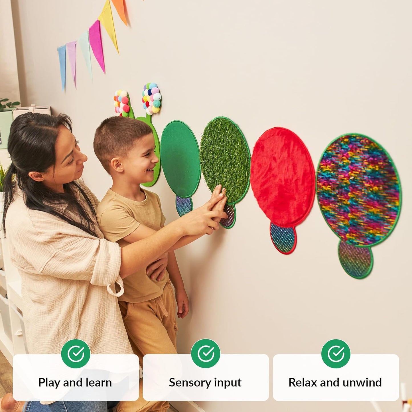 Sensorik-Wandpaneel für Kinder, Caterpillar