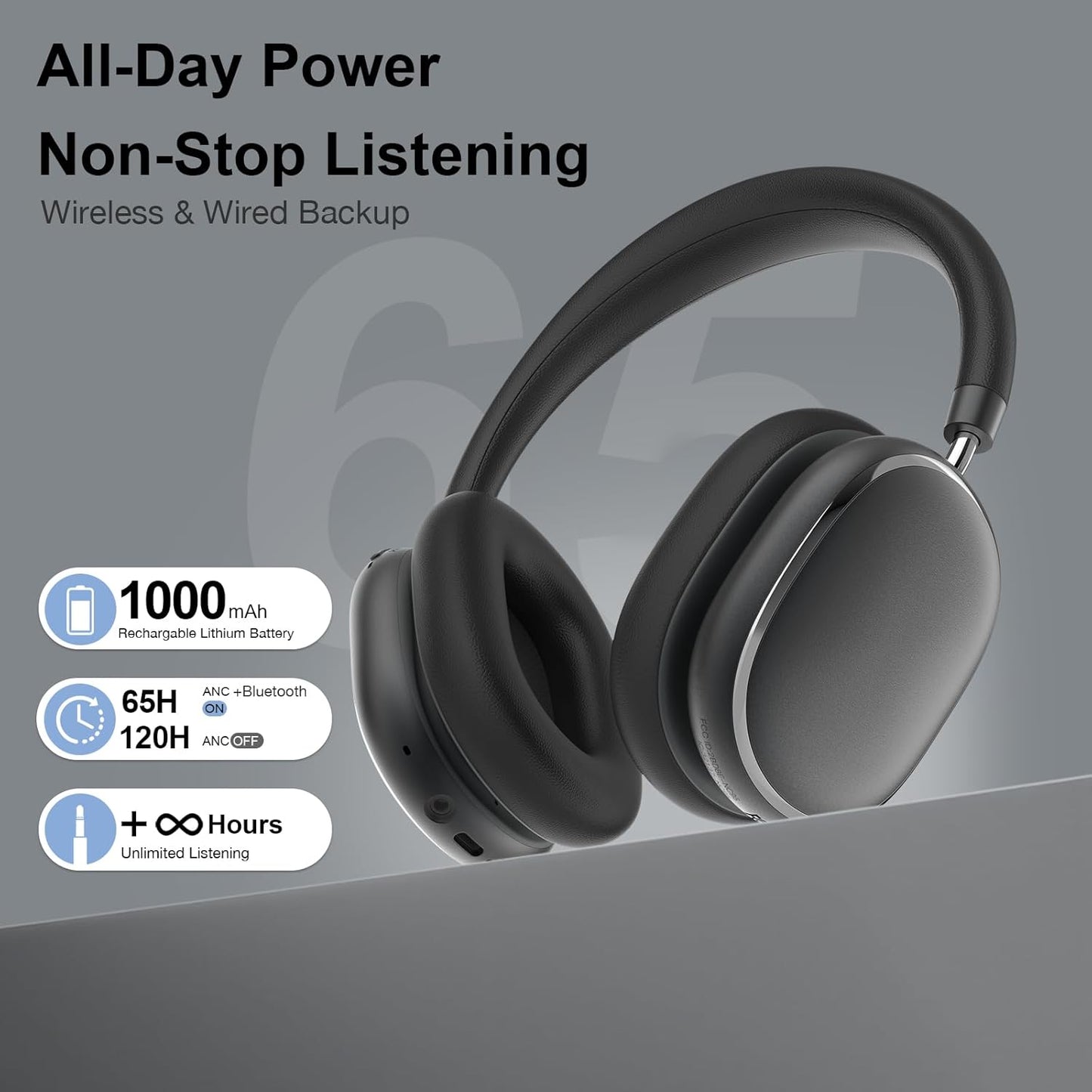 NC95 Bluetooth-Kopfhörer mit Noise Cancelling, Spacegrau