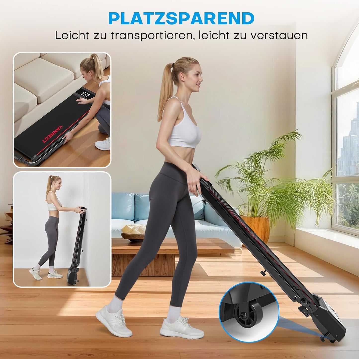 Klappbares Walking Pad mit Steigung und App-Steuerung, Rot