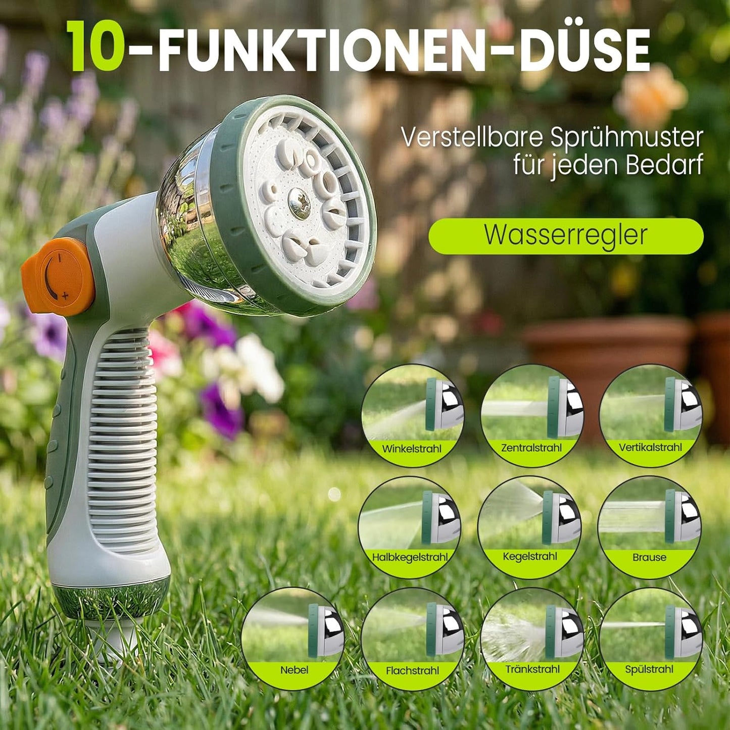 Schlauchtrommel mit automatischem Rücklauf, Grün & Orange 30M