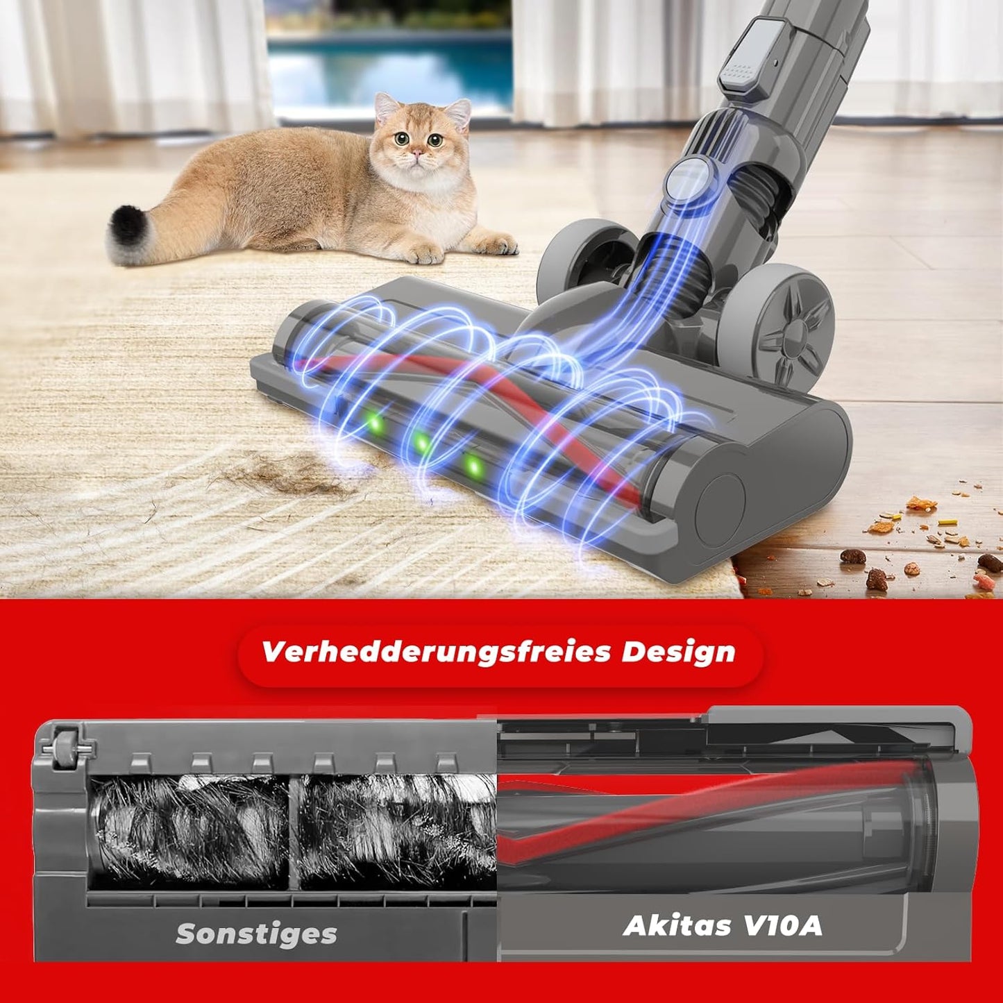 Akku-Staubsauger AKV10A mit LED-Bürste, AKV10A