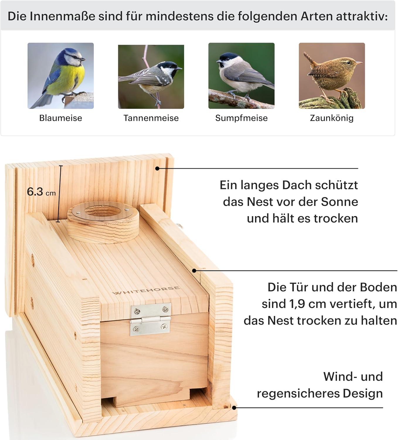 Premium-Vogelhaus und Nistkasten aus Zedernholz, Vogelhaus