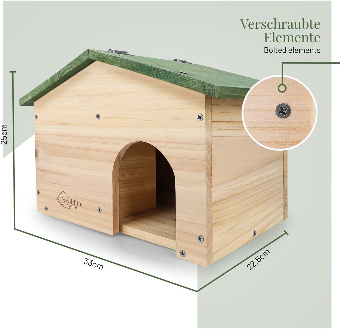 Igelhaus mit wetterfestem Dach, Igelhaus mit Satteldach