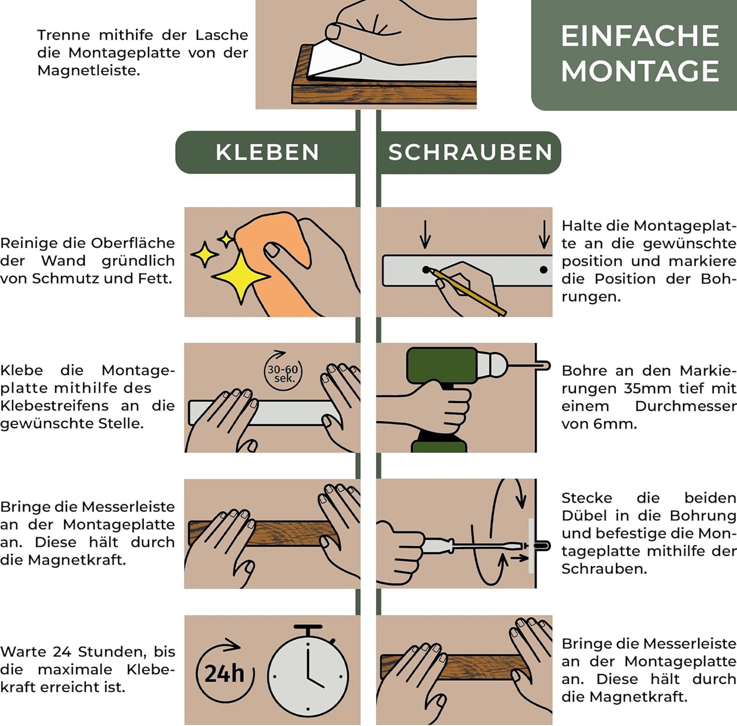 Messerleiste, Messerleiste Akazienholz