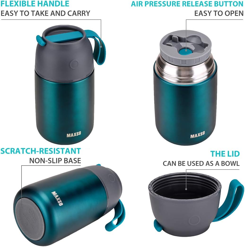 Thermobehälter-Set mit faltbarem Löffel, 500 ml + 700 ml Green
