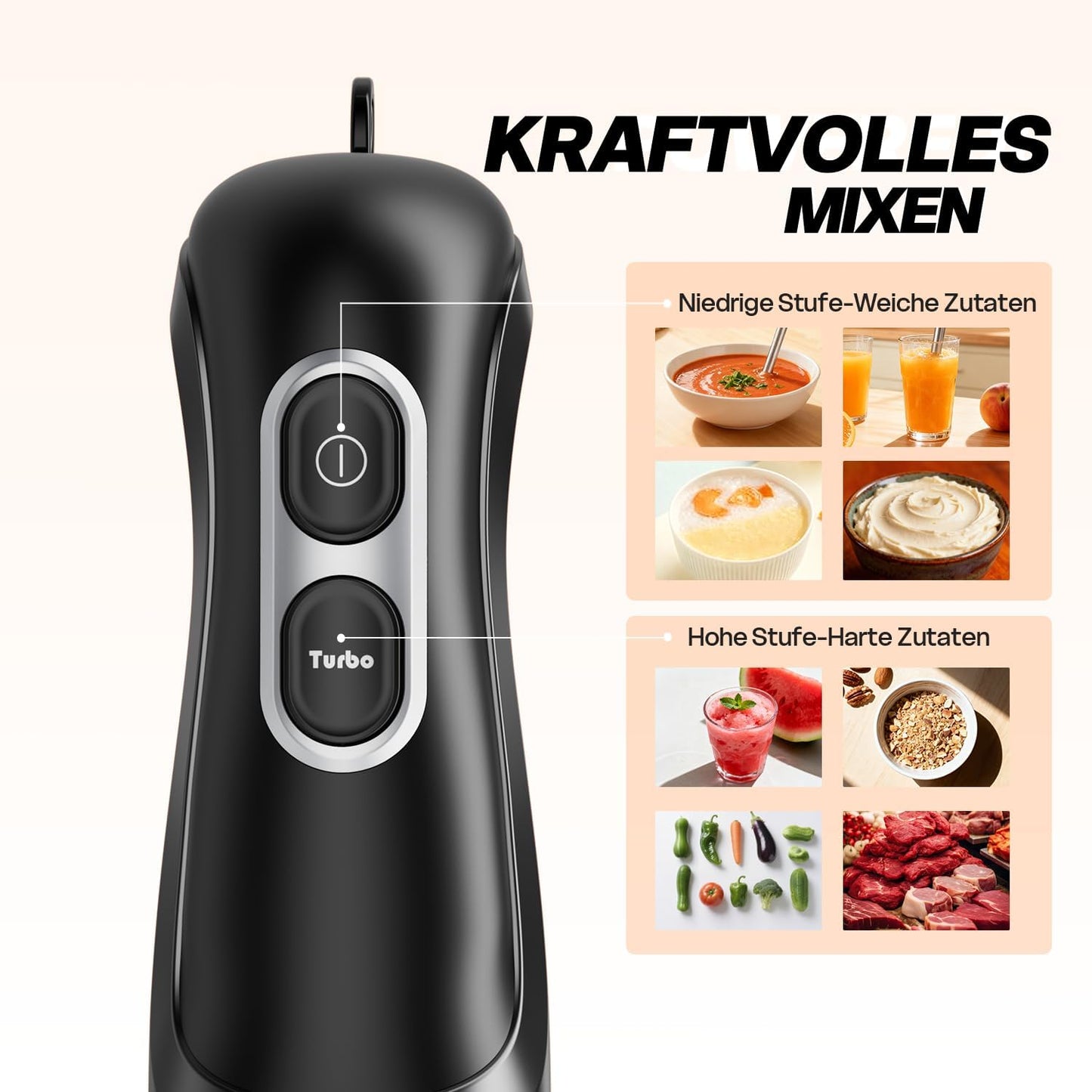 Stabmixer Edelstahl, 1 Schwarz