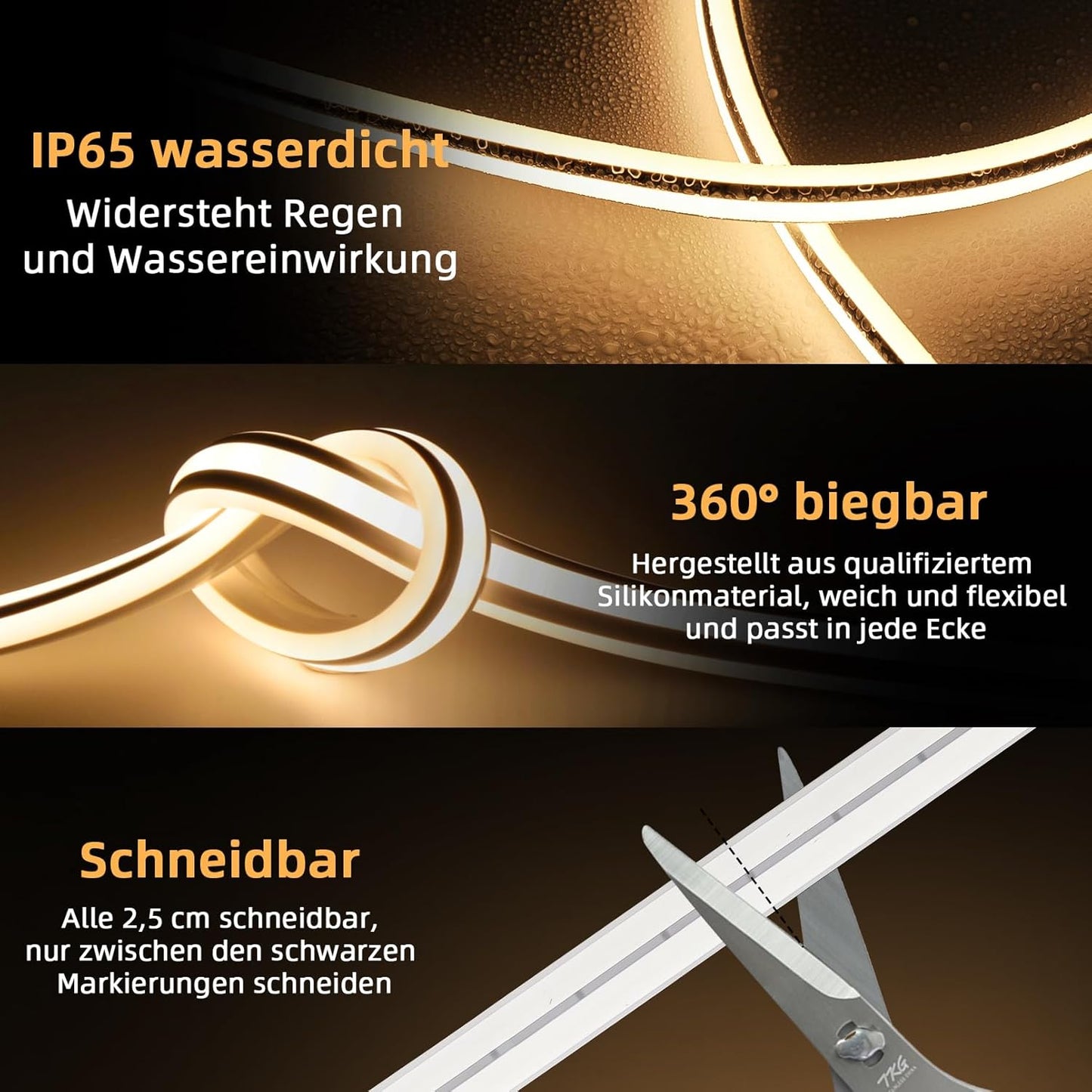 LED Unterbauleuchte, Warmes Weiss ; 2M