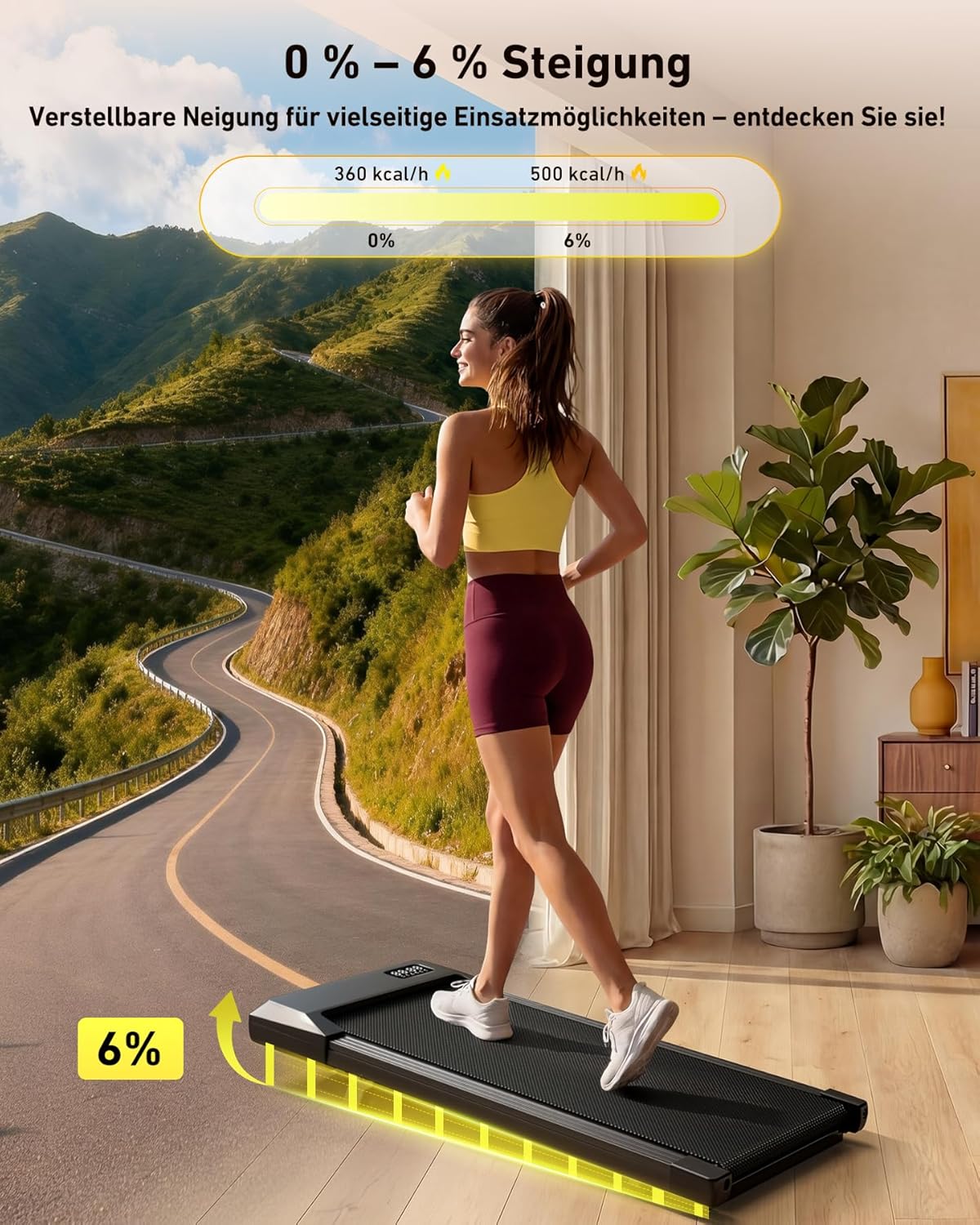 Klappbares Laufband mit Steigungsfunktion und App-Steuerung, 90 CM Schwarz-2