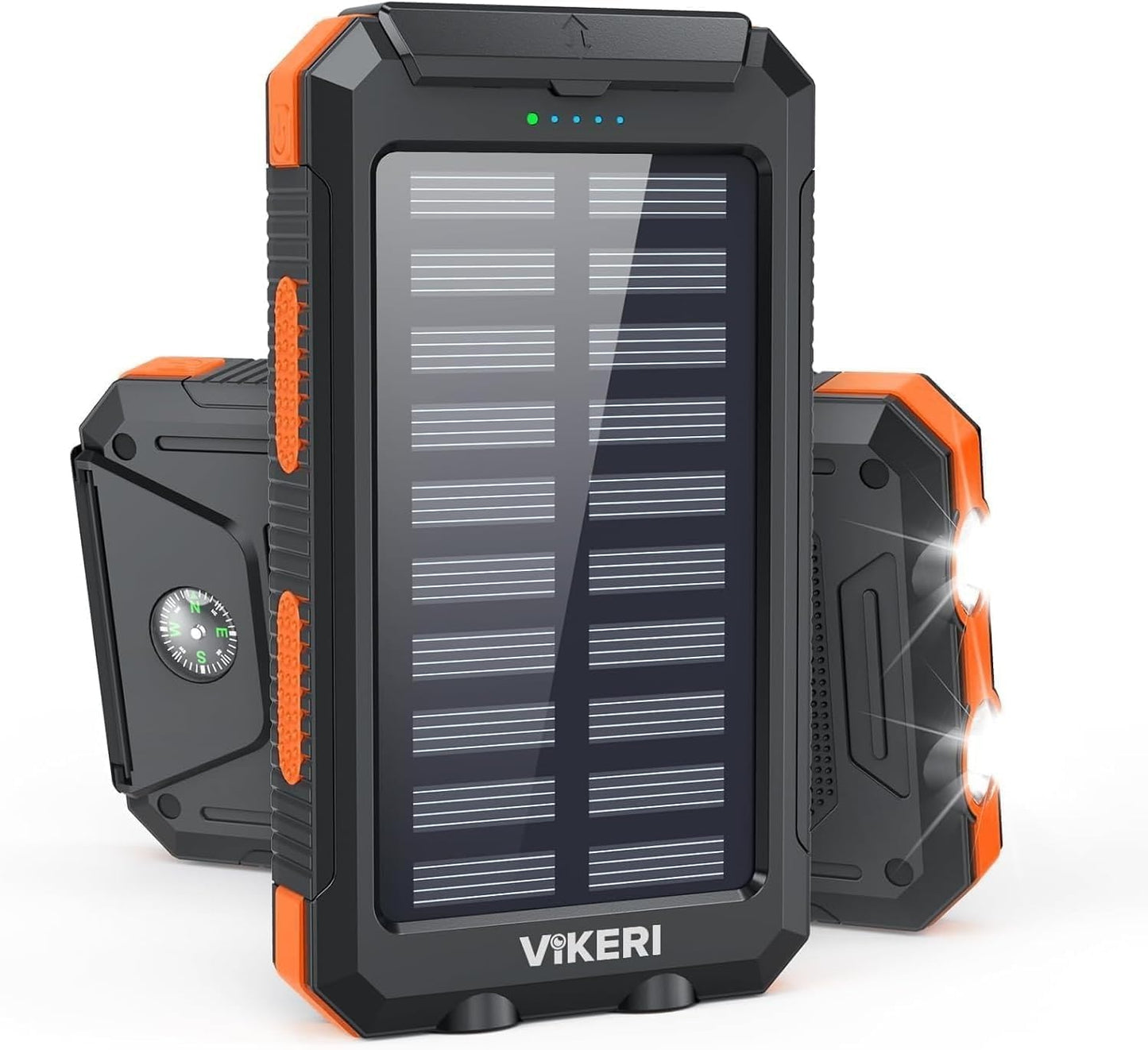 Solar Powerbank, wasserdicht, USB C, 4 Outputs, Dunkelorange