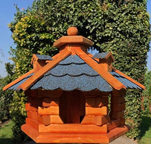 Vogelhaus mit Ständer, Größe L mit Ständer Blau - Braun
