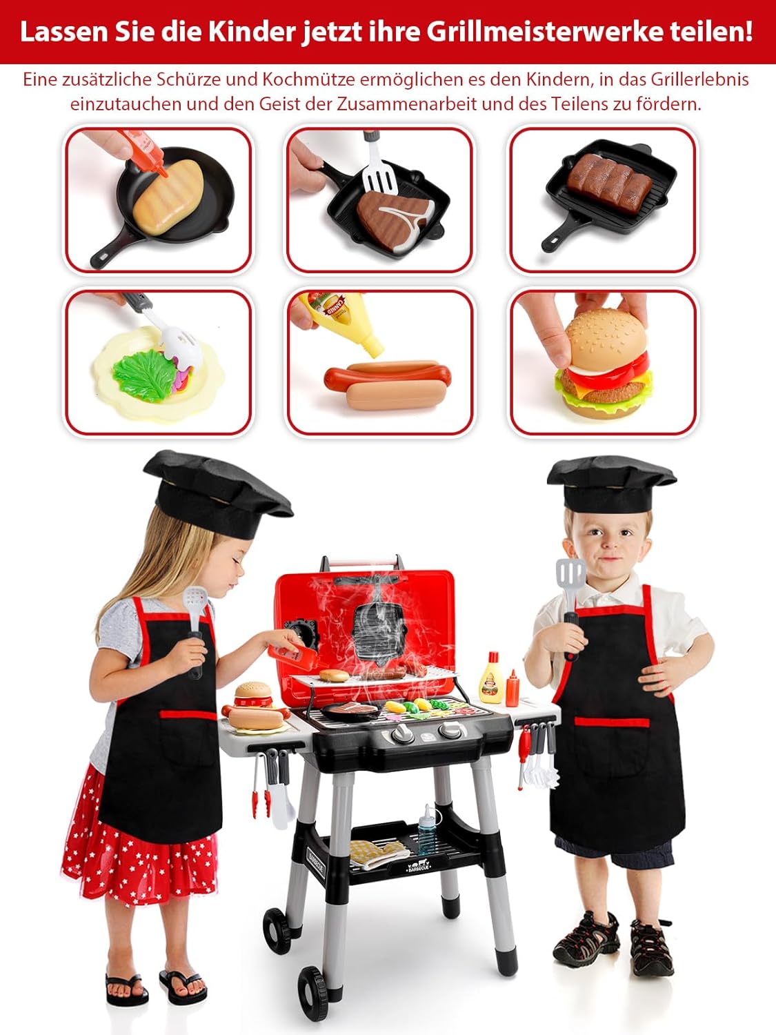Kinder Barbecue Grill Spielset mit Rauch & Licht