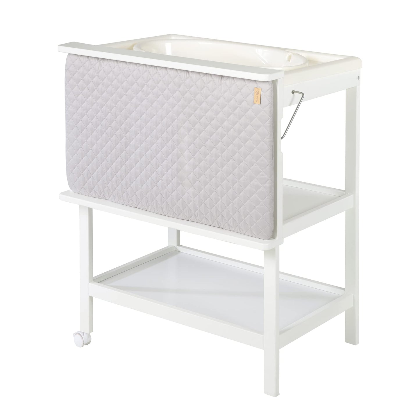 Bade-Wickelkombination mit Badewanne, Weiss / Style grau - Klappbar