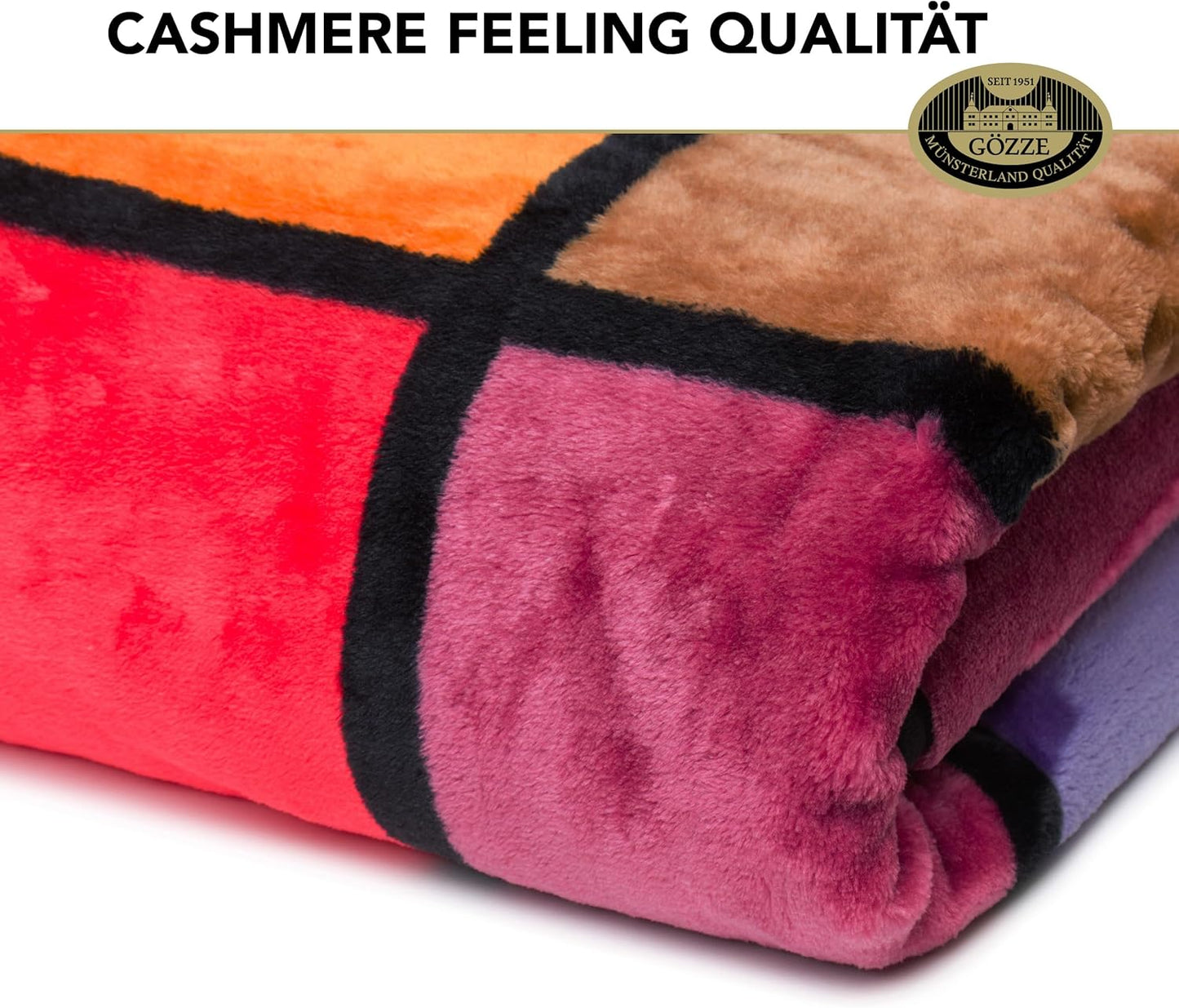 Kuscheldecke mit Cashmere-Feeling, 150 x 200 cm, Orange/Rot/Gelb