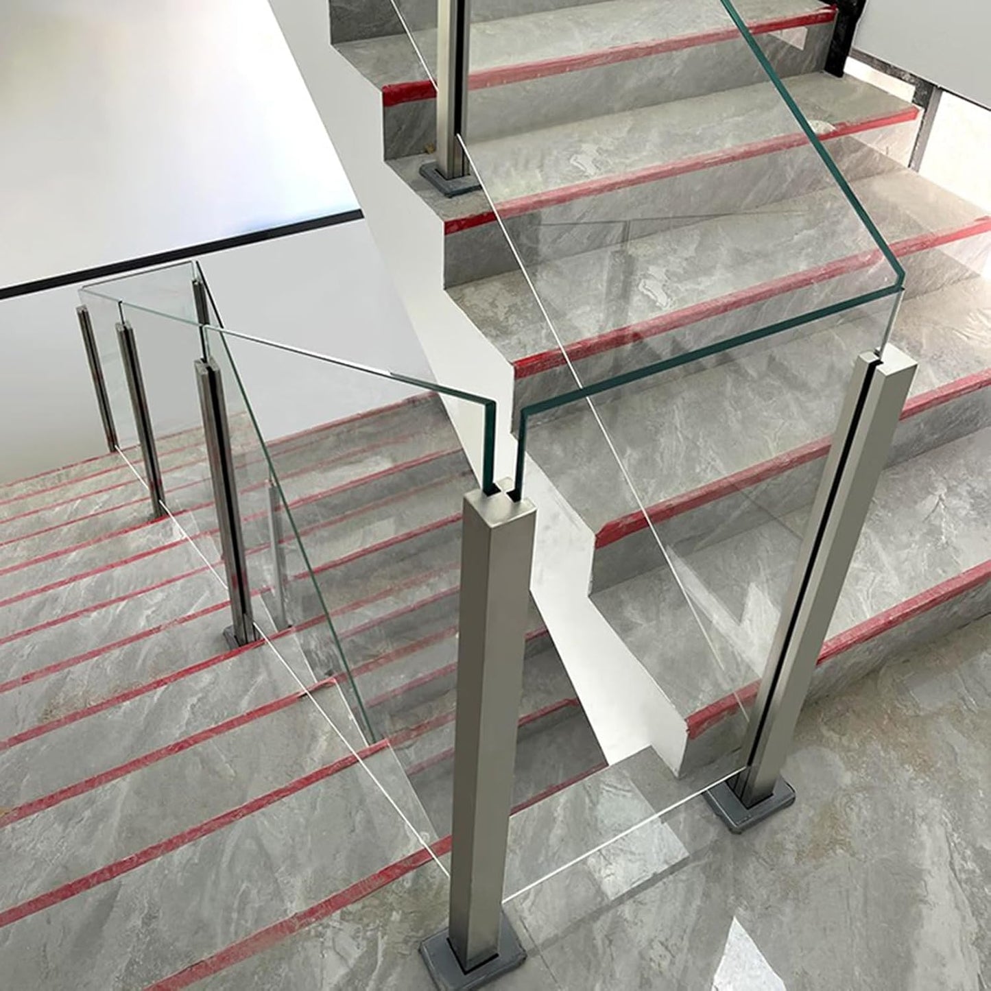 Glasgeländerpfosten mit Montageklemme, 80cm Silver-end Post