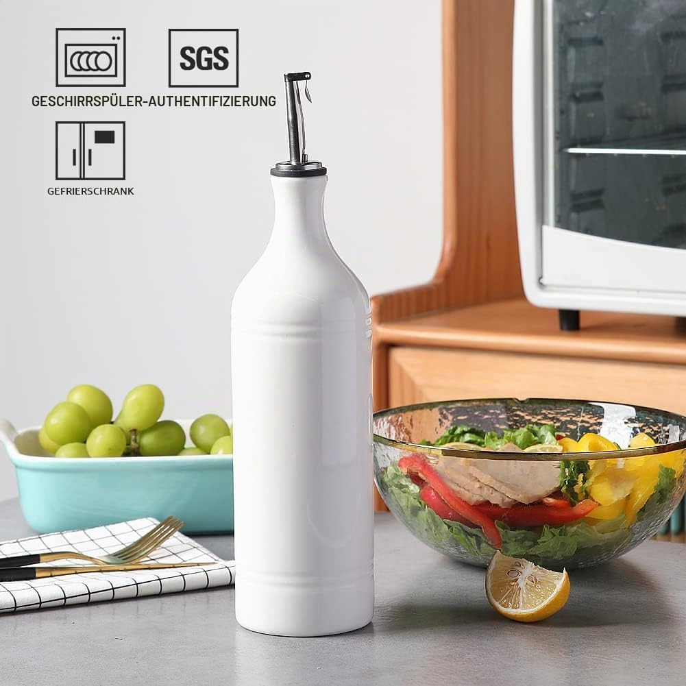 Keramik-Olivenölspenderflasche, Weiss 680 ml